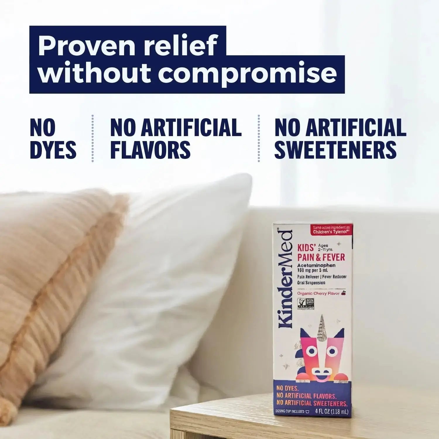 KinderMed Kids' Pain & Fever Medicine, for Ages 2-11 Years, No Dyes, No Artificial Flavors, No Artificial Sweeteners, Vegan, Non-GMO, Gluten Free, Organic Cherry Flavor, Two Pack, 2 x 4 fl. oz KinderMedAu supplements