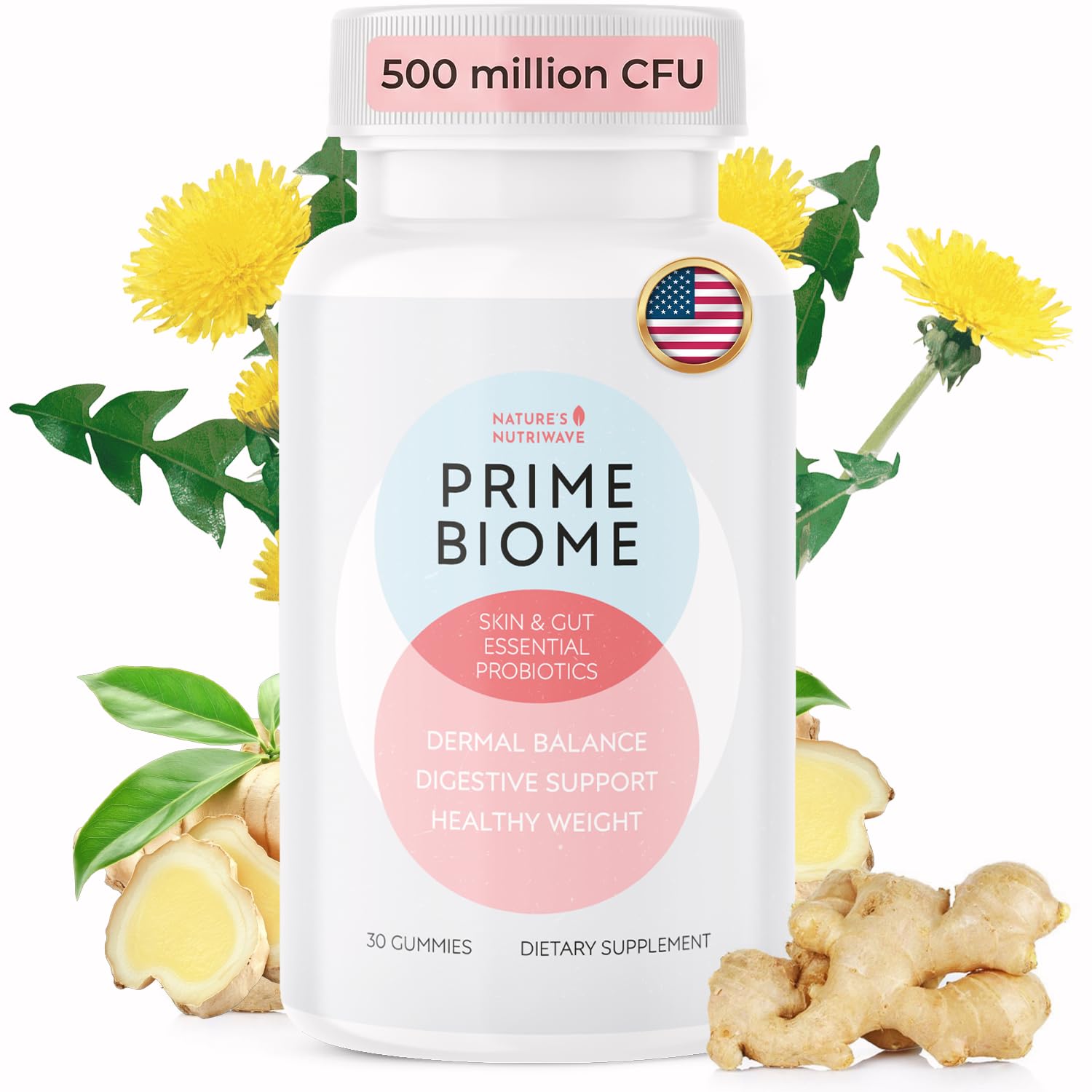 Nature’s NutriWave PrimeBiome Probiotic Gummies – Plant-Based Blend with Inulin, Lion’s Mane, Ginger & More– Non-GMO, No Stimulants, GMP Certified – 30 Gummies, 1 Month Supply Nature’s NutriWaveAu supplements