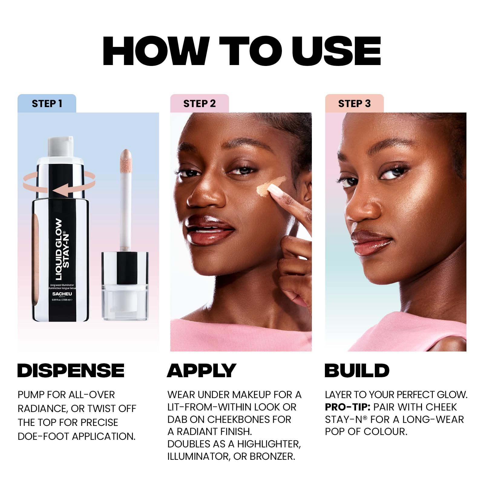 Sacheu Liquid Glow STAY-N Liquid Highlighter & Illuminator Makeup — 30ml Long Lasting Luminous Glow Lightweight Dewy Finish, Glow Getter SacheuAu supplements