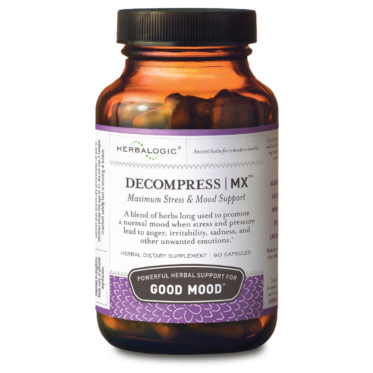 Herbalogic - Decompress MX Herb Capsules - Maximum Stress & Tension Relief - Reduces Anger & Moodiness, Positive Mood Support - Based on the Traditional Chinese Formula Xiao Yao San - 90 Cap Count HerbalogicAu supplements