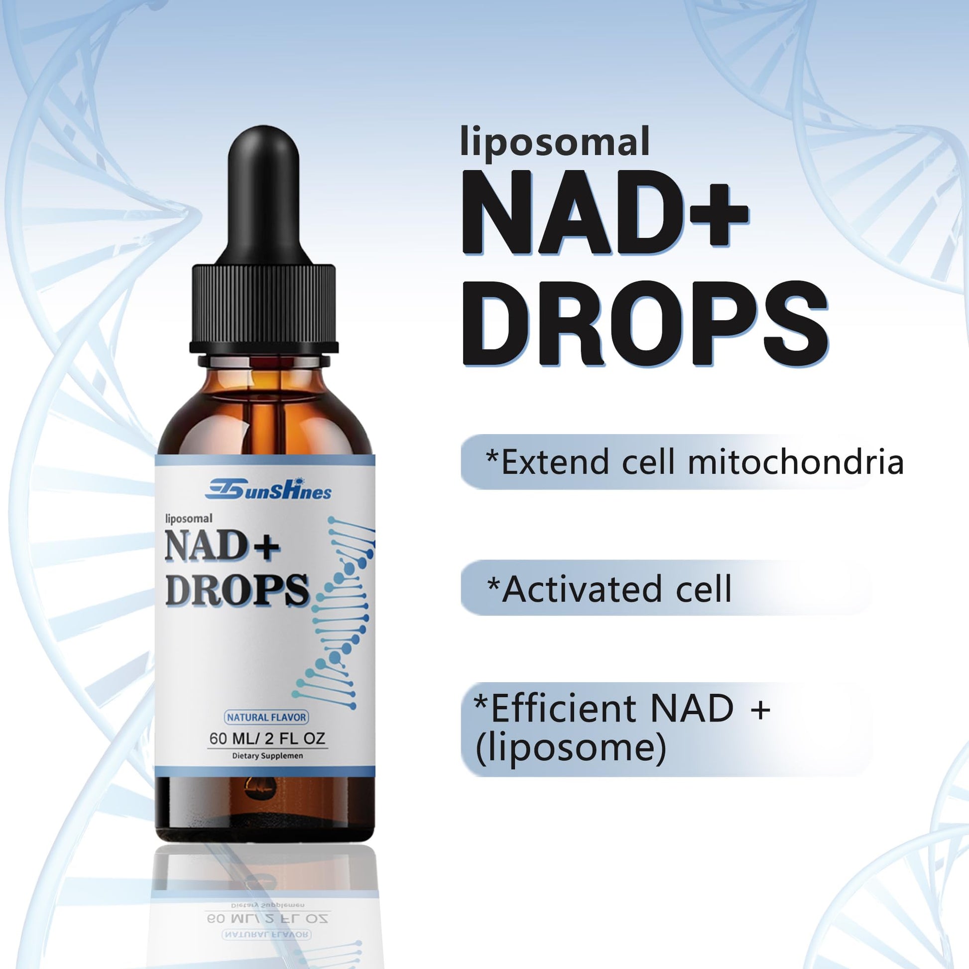 tsunshnes Liposomal NAD+800mg, NAD+ Supplement Drops - NMN or Nicotinamide Riboside Alternative, Healthy Aging Energy Metabolism and Vitality, NAD Liquid Supplement for Maximum Absorption tsunshnesAu supplements