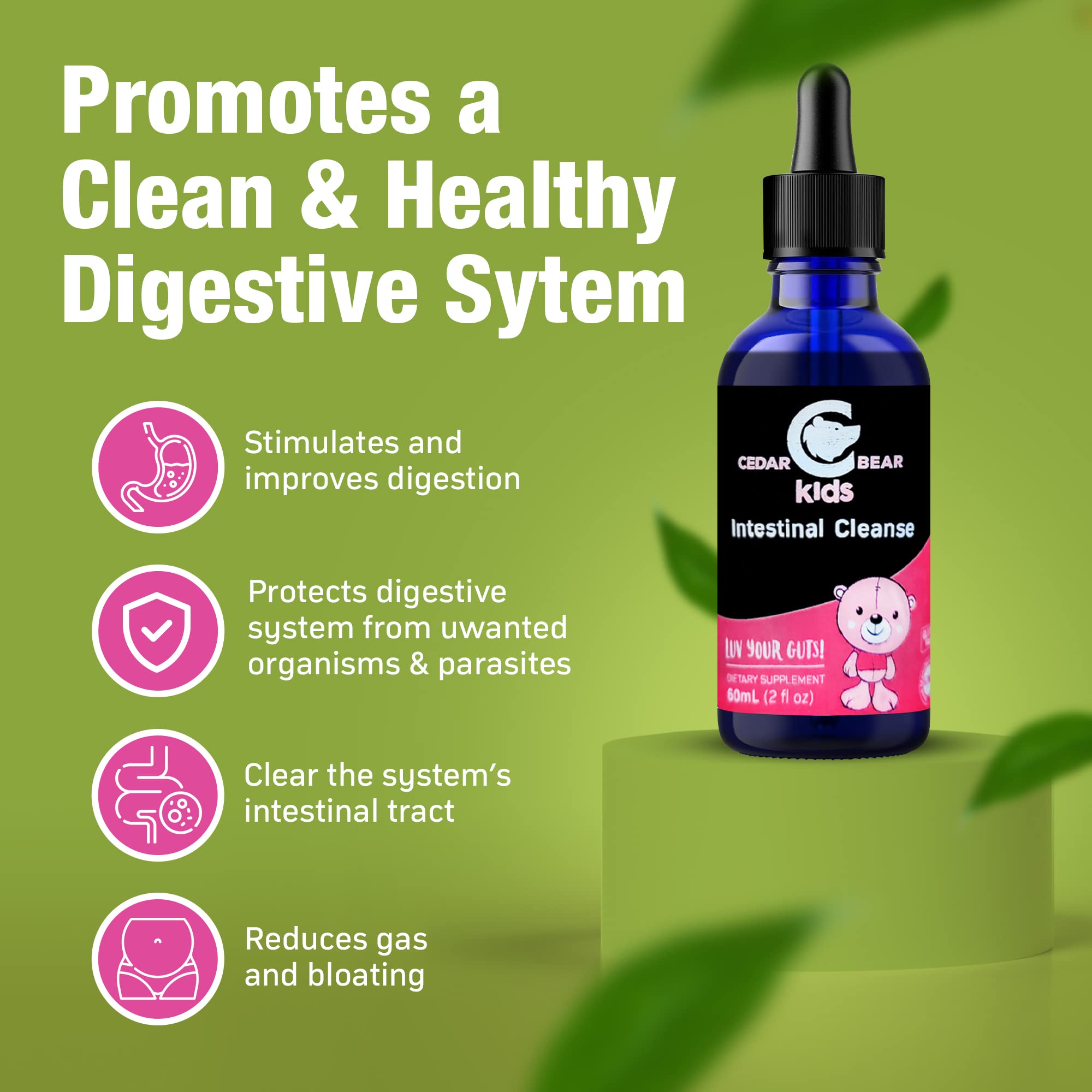 Cedar Bear - Intestinal Cleanse for Kids, Liquid Herbal Supplement for Detox Cleanse Cedar Bear NaturalesUS supplements