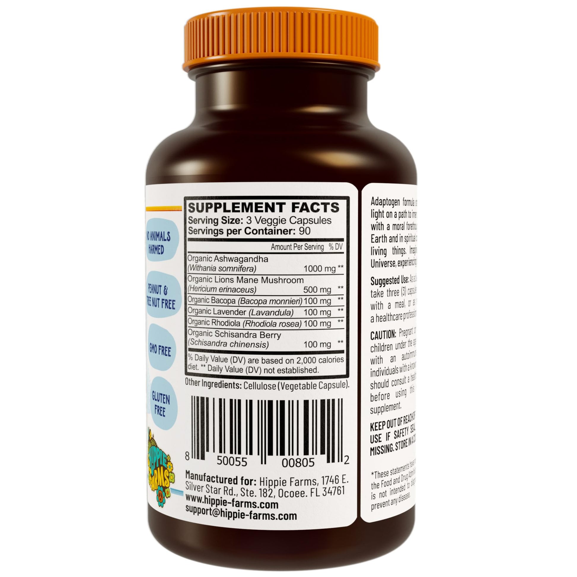 Hippie Farms Stress, Mood, Energy Support - Ashwagandha Root, Lion's Mane & More - Good Vibrations Blend Hippie FarmsAu supplements
