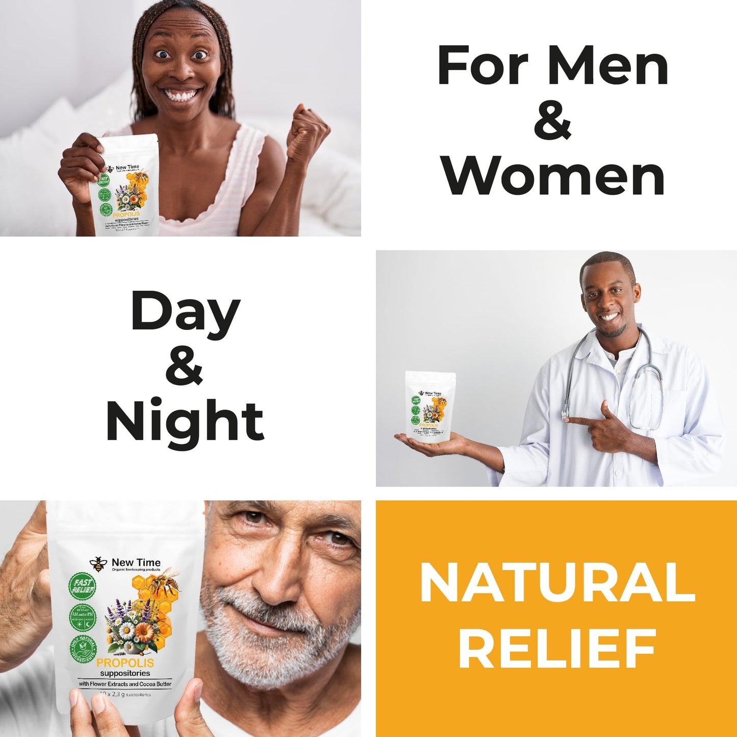 Organic Propolis Comfort Suppositories for Men, Women - Natural Bee & Botanical Formula, Gentle Daily Care 10 Count New Time Organic beekeeping productsUS supplements