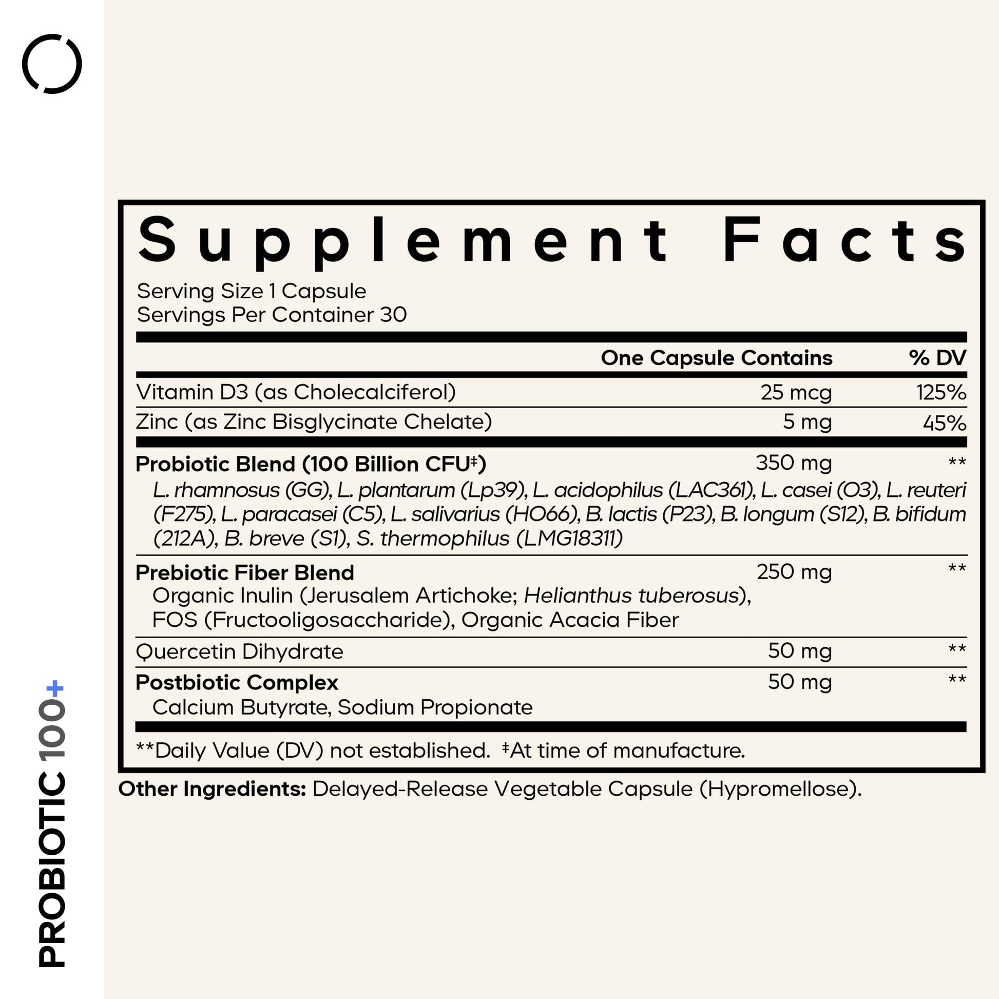 Codeage Probiotic+ 100 Billion CFU Supplement - 12-Strain Probiotic Blend, Organic Prebiotic Fiber, Postbiotics, Vitamin D3, Zinc Bisglycinate, Quercetin - for Men & Women - Non-GMO- 30 Capsules CodeageAu supplements