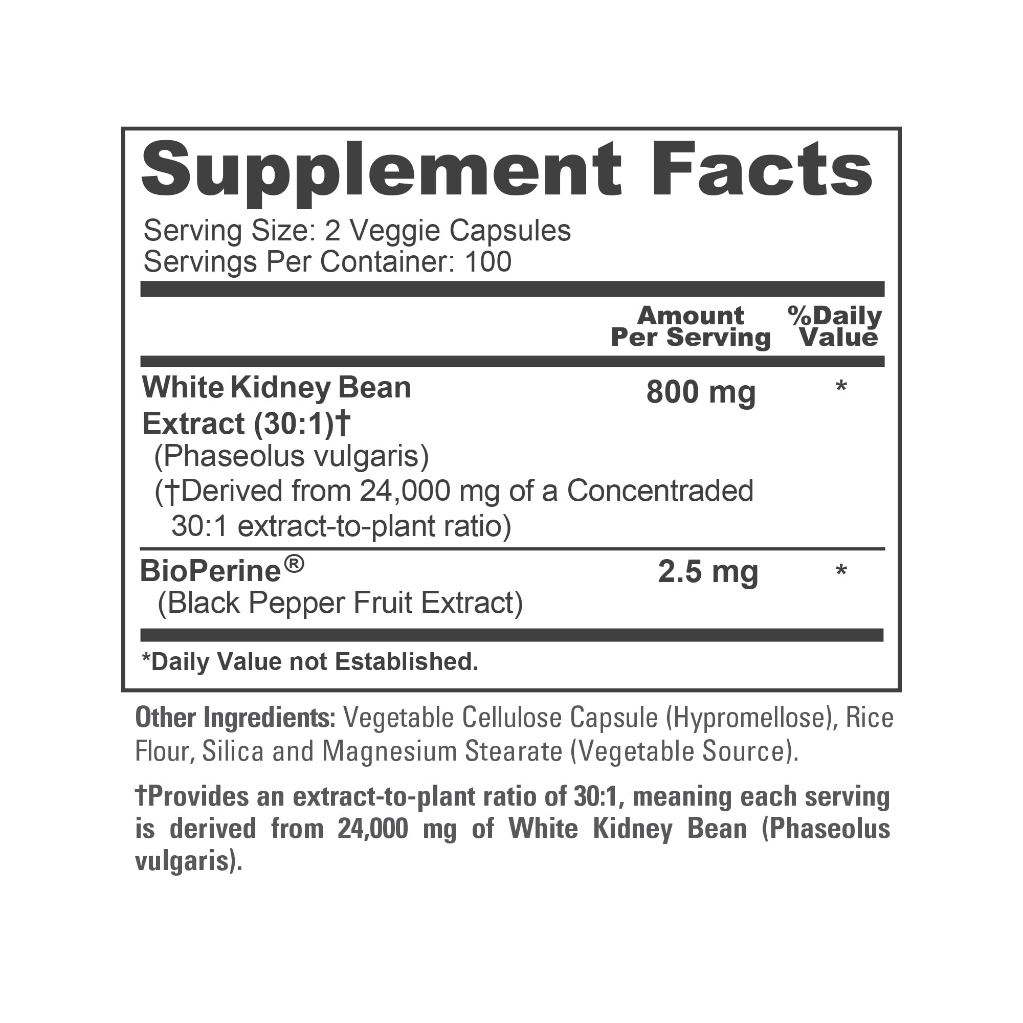 NusaPure White Kidney Beans 30:1 Extract, 800 mg Equivalent to 24,000 mg 200 Vegan Capsules - Bioperine - (Vegan, Non-GMO) NusaPureAu supplements