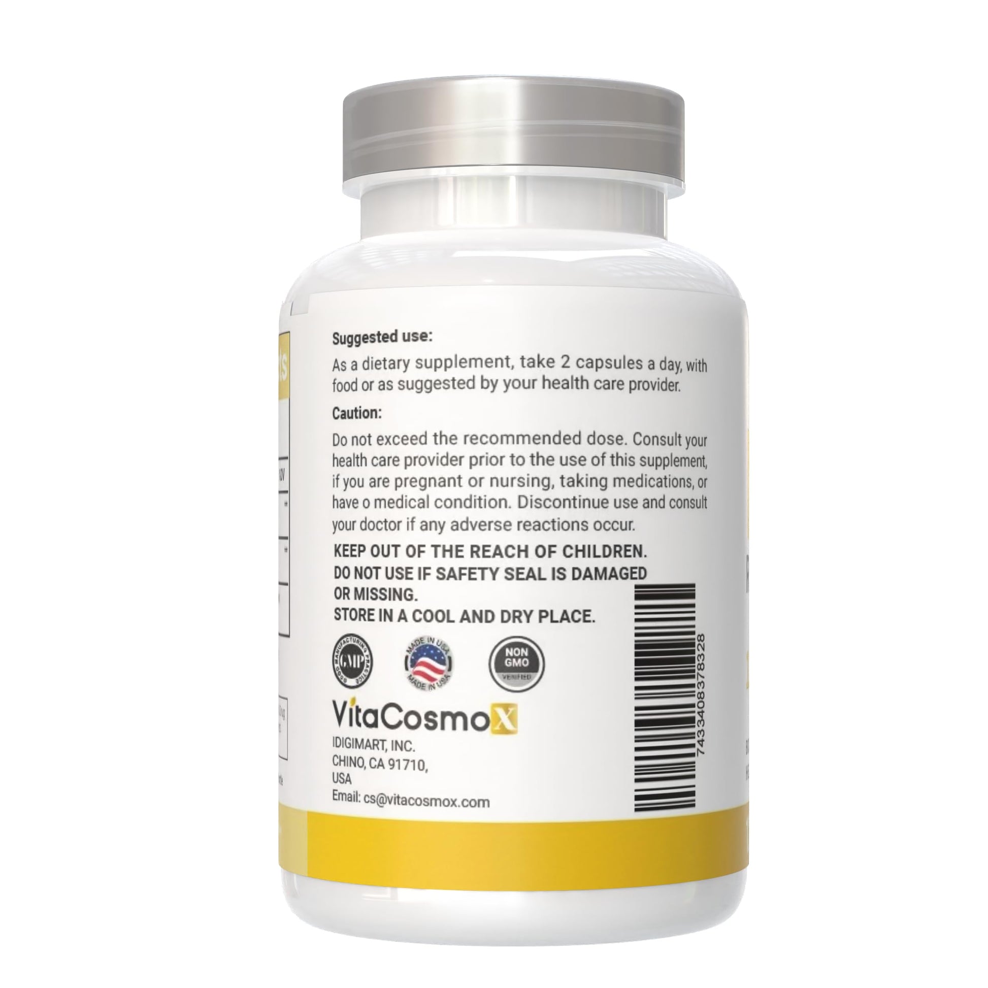 VitaCosmoX NAD+ Supplement 1,200mg per Serving,120 Capsules (Nicotinamide Adenine Dinucleotide) - 60 Servings, Gluten-Free, Vegan VitaCosmoXAu supplements