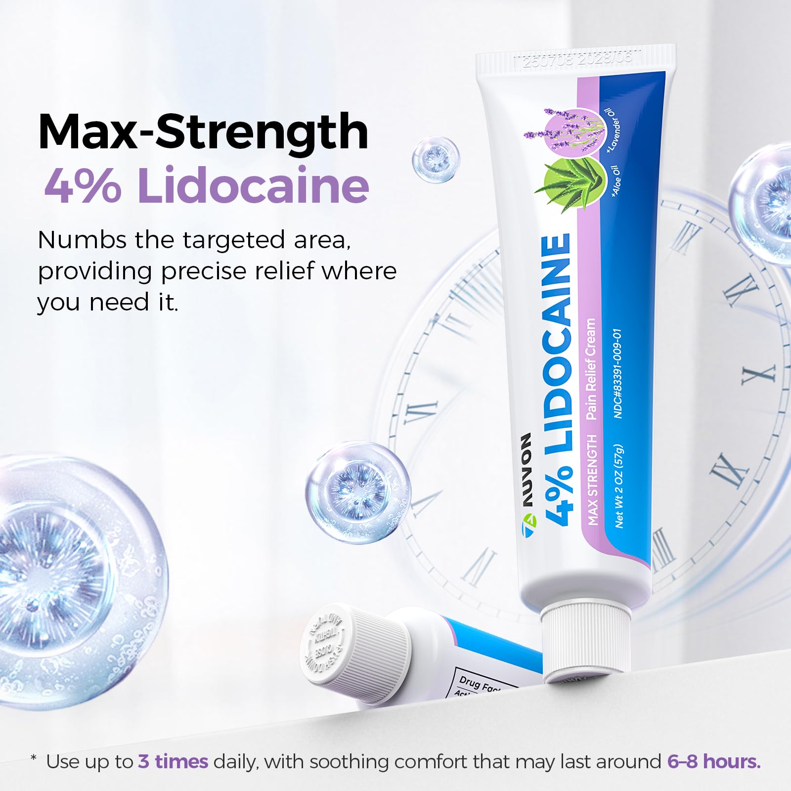 AUVON Max Strength Lidocaine Pain Relief Cream with Lavender & Aloe Vera, Numbing Cream for Minor Arthritis Pain, Soothing Muscle for Neck, Shoulder, Hip, Knee, Joint and Back Pain, 2 Oz, 2 Packs AUVONAu supplements