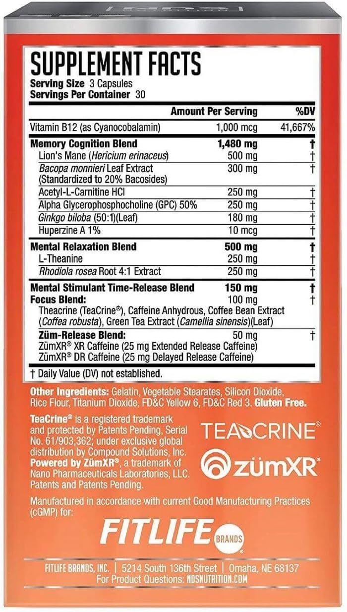 FitLife Brands Nutrition Neuro Sphere - Brain Health Formula - Nootropic, Increase Focus and Energy, Enhance Concentration, Antioxidant and Immunity Support - 90 Capsules FitLife BrandsAu supplements