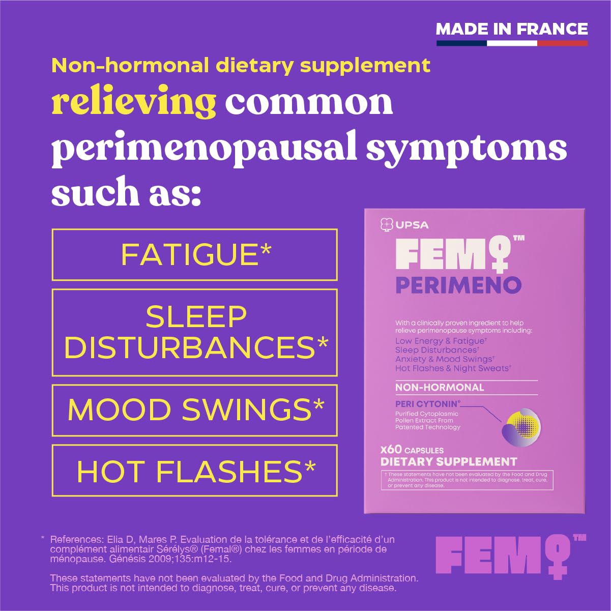 Upsa FEM Perimeno Perimenopause Supplements for Women - Non-Hormonal Pre-Menopause Support for Hot Flashes, Night Sweats, Mood, Sleep & Low Energy - 30 Capsules UpsaAu supplements