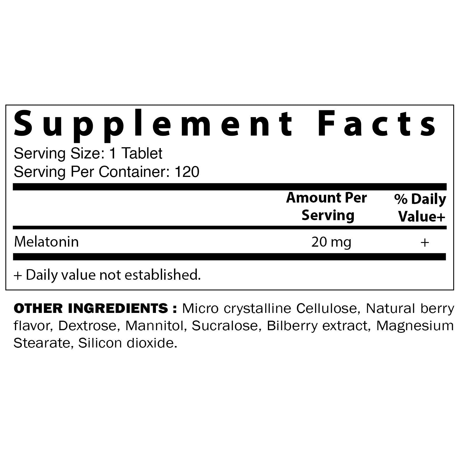 Vitamatic Melatonin 20mg Tablets | Vegetarian, Non-GMO, Gluten Free VitamaticUS supplements