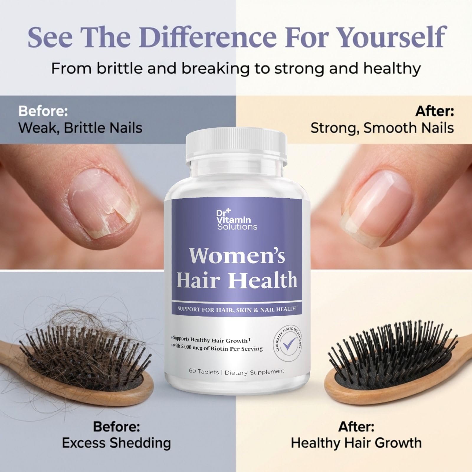 Dr Vitamin Women's Hair Health - Hair, Skin & Nails Support with Biotin & Collagen - 60 Tablets DR VITAMIN SOLUTIONSAu supplements
