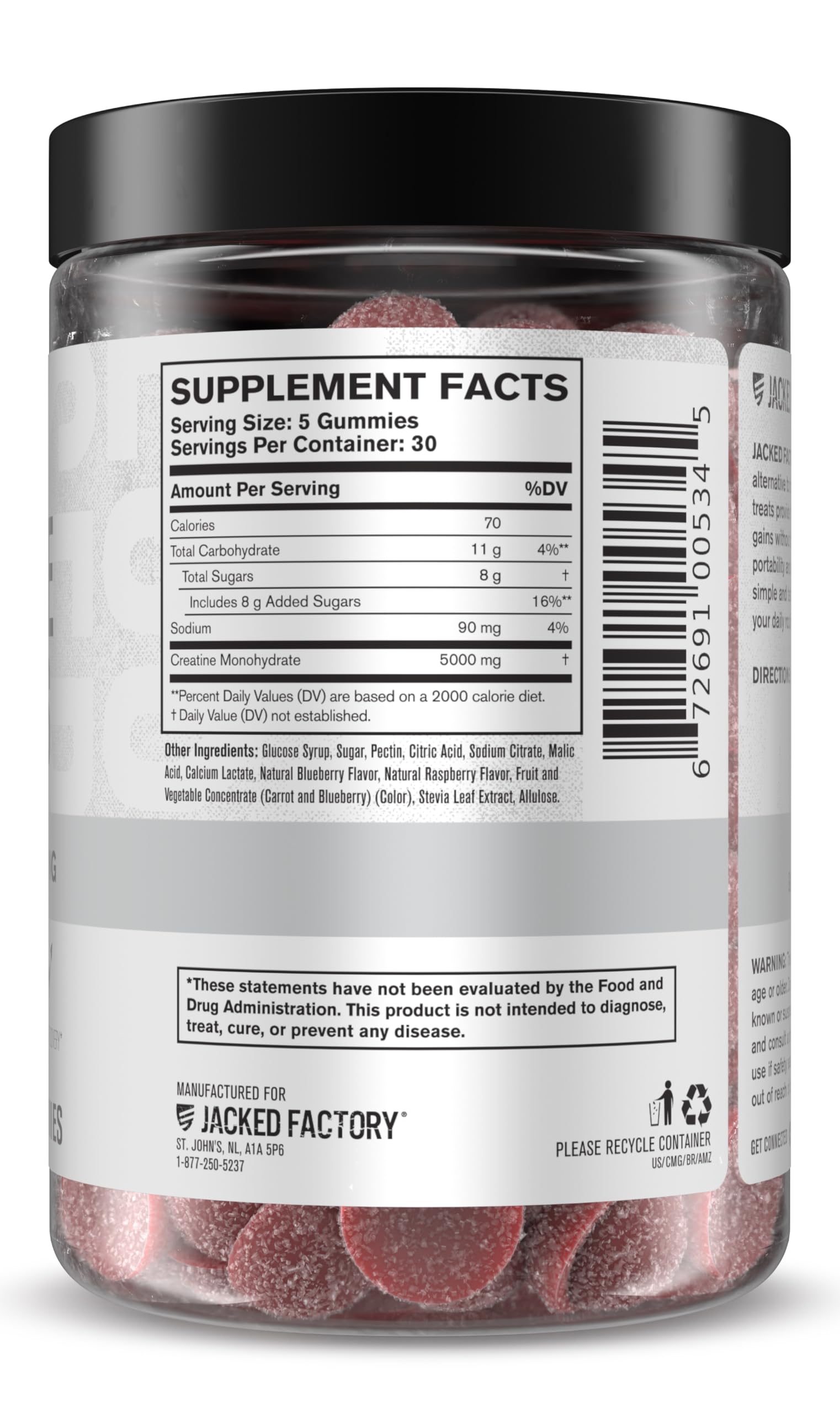 Jacked Factory Creatine Gummies 5g Daily Dose (1g per Gummy) - Creatine Gummy for Men and Women, Vegan-Friendly, Travel-Friendly, Third-Party Tested - 150 Gummies, Blue Raspberry Jacked FactoryAu supplements