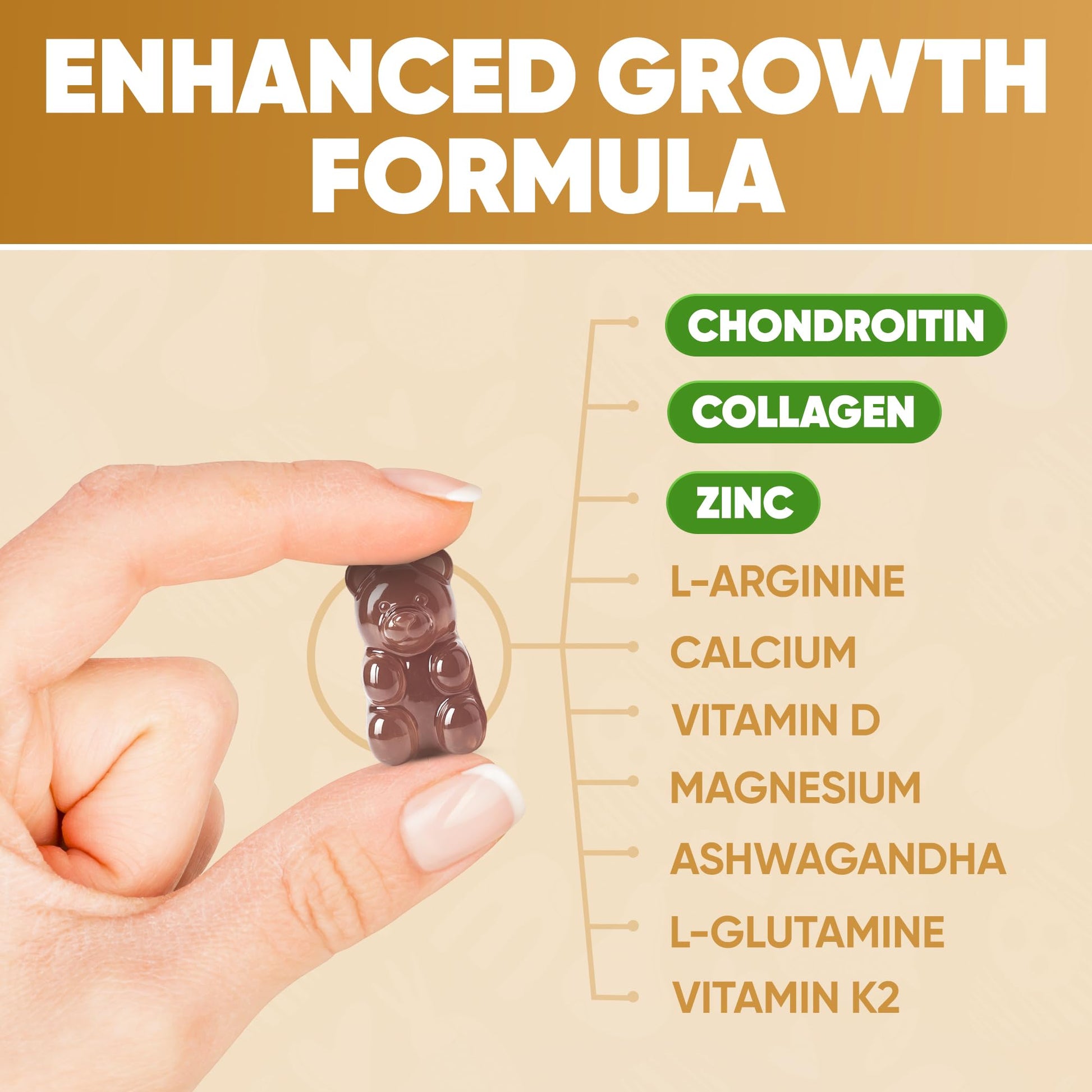 Height Growth Increase Vitamin Gummies, Calcium 100mg, Magnesium Glycinate 30mg, Zinc, Ashwagandha, Vitamin K2 D3 25mg Grow Tall Maximizer Supplement, Multivitamin for Kids, Teens Boy & Girl, Adults HighSpotAu supplements