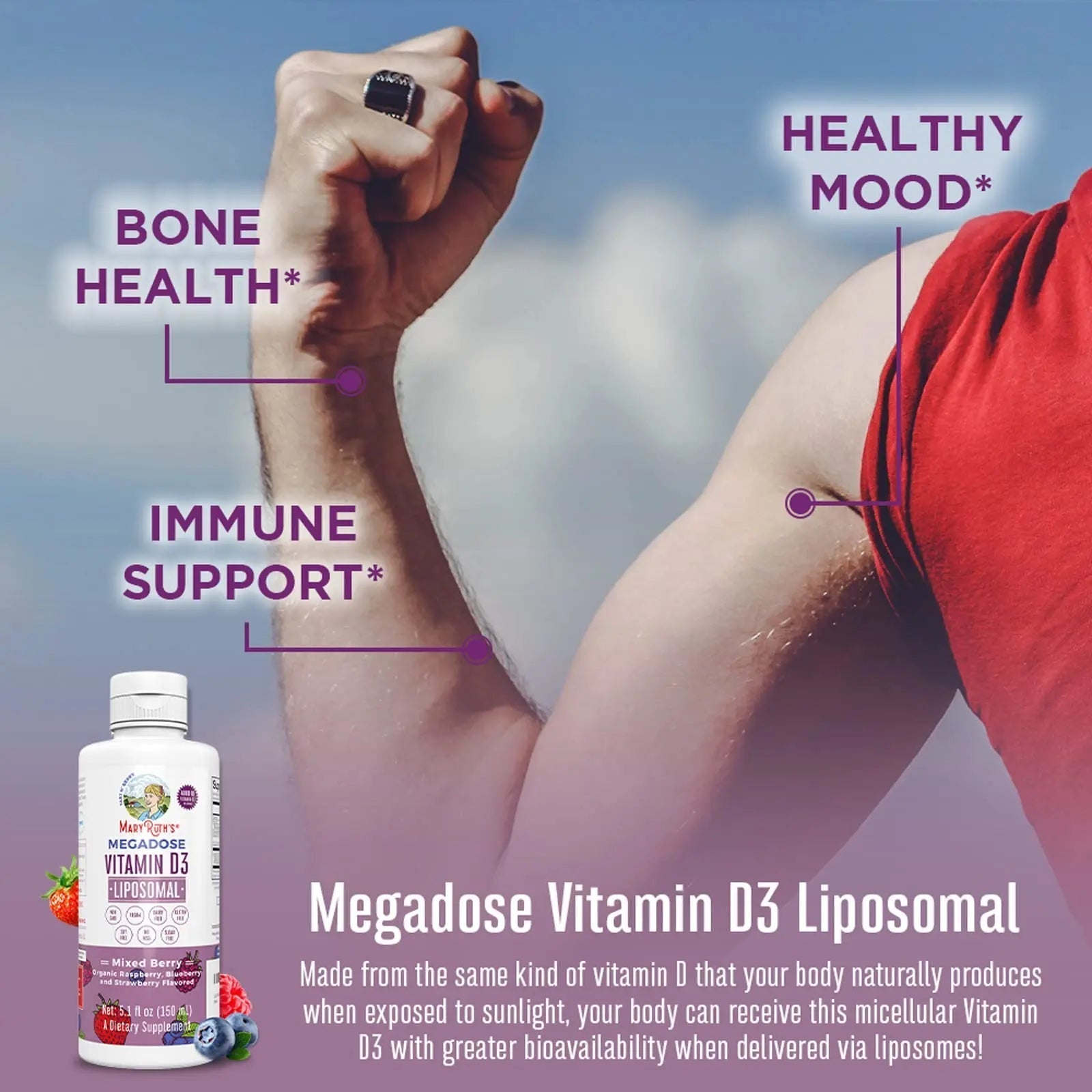 MaryRuth Organics Kids Multivitamin Liposomal (Strawberry Cherry & Vanilla) & Vitamin D3 Liposomal (Mixed Berry) Clean Label Project Verified MARYRUTH'SAu supplements