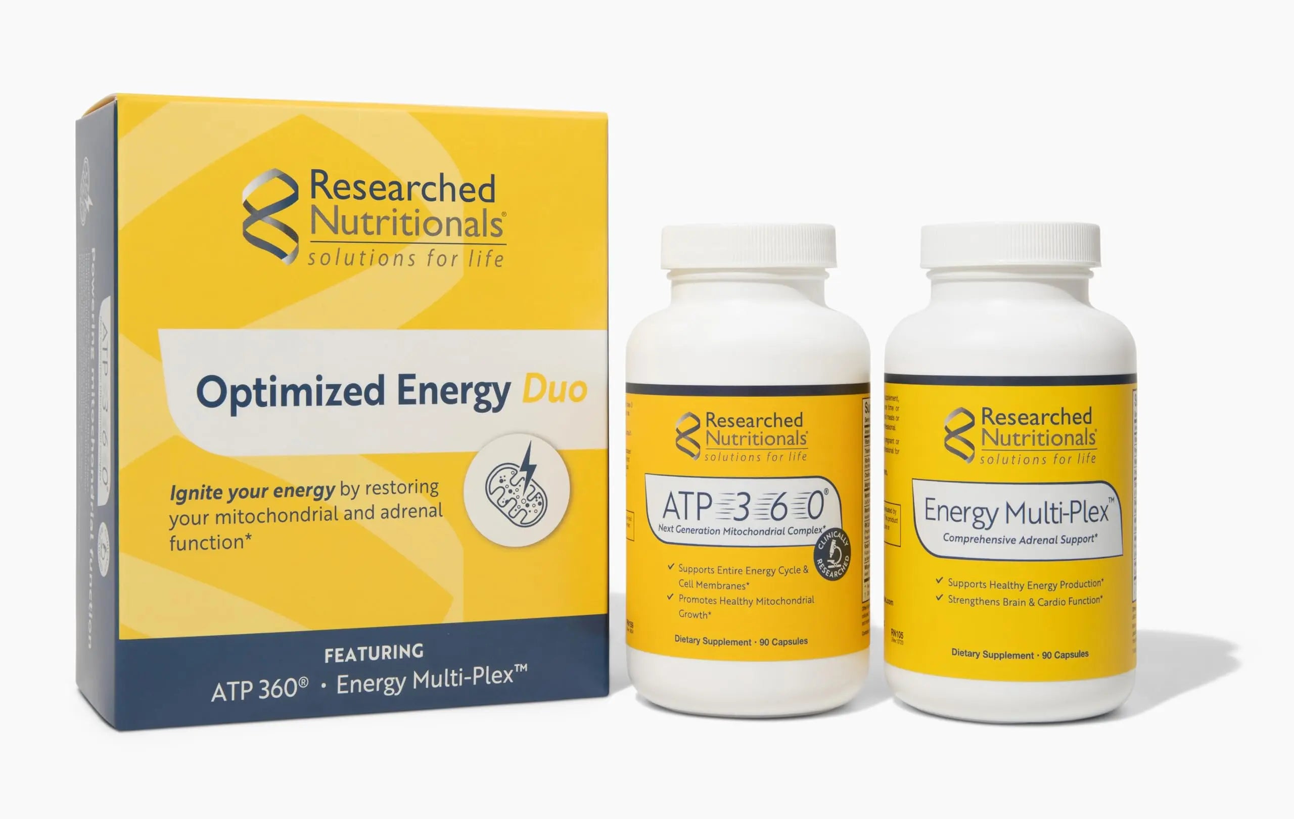 Researched Nutritionals Mens & Womens Vitamins - Optimized Energy Duo - Adrenal Support & Mitochondrial Supplements to Promote Optimal Cellular Energy - ATP 360 & Multi-Plex Researched Nutritionalsnz supplements