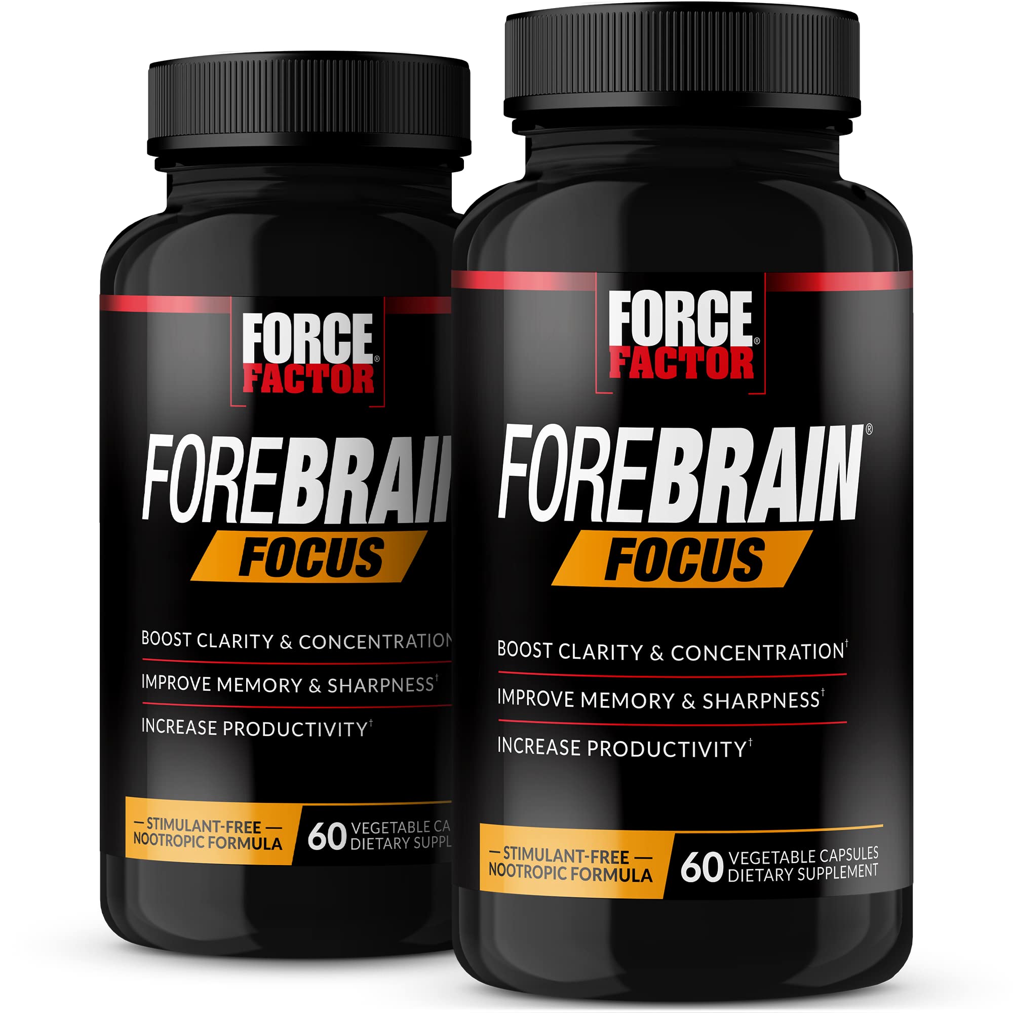 Forebrain Focus Brain Booster, Brain Supplement to Boost Clarity & Concentration, Improve Memory & Sharpness & Productivity, Nootropic Brain Support Supplement, Force Factor, 120 Capsules, Black Force FactorAu supplements