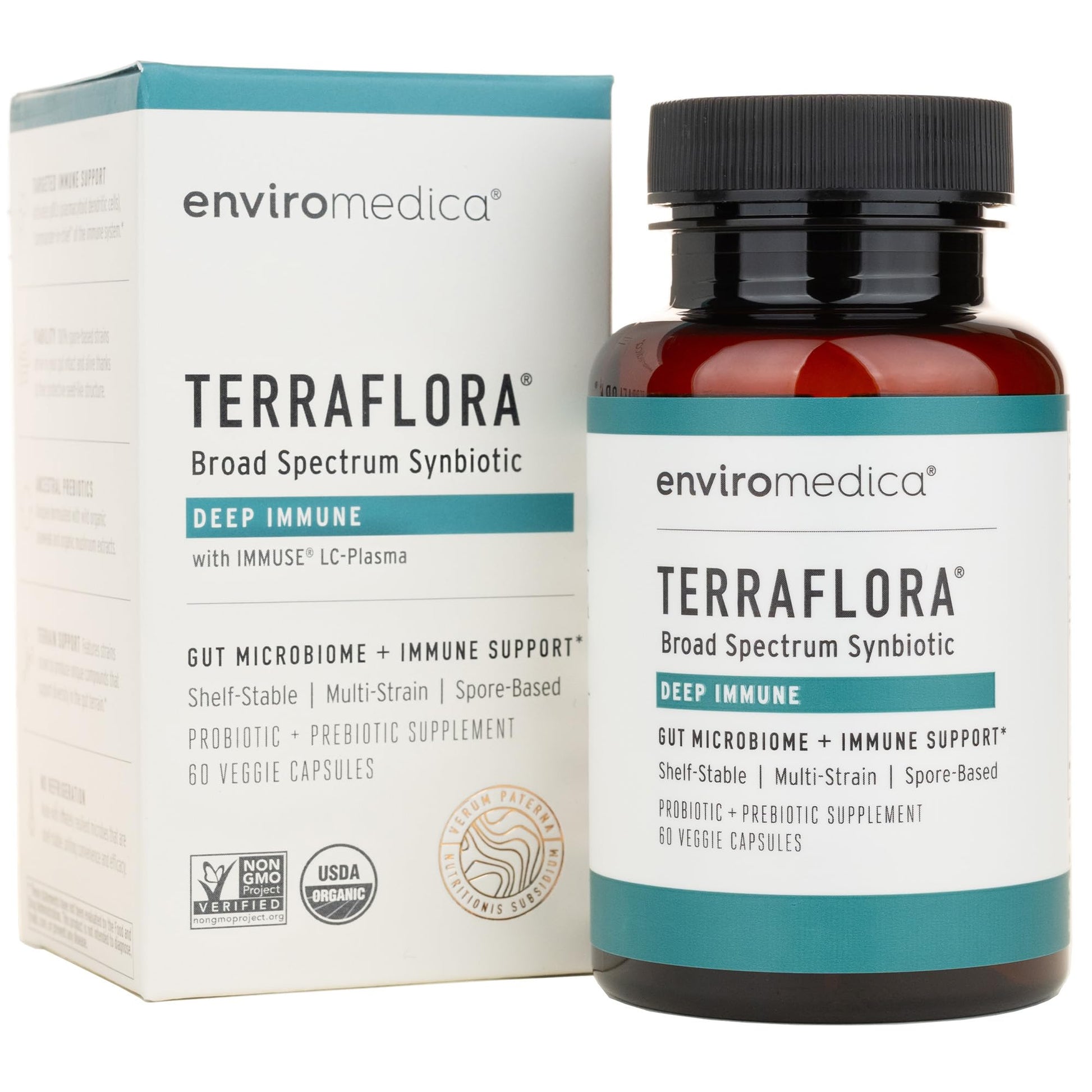 Terraflora Deep Immune Synbiotic- SBO Probiotic and Prebiotic, Immune Support, Gut Health, Soil Based Spore Pre and Probiotics for Women and Men, LC-Plasma, Bacillus Coagulans, Subtilis, 60 Capsules EnviromedicaAu supplements