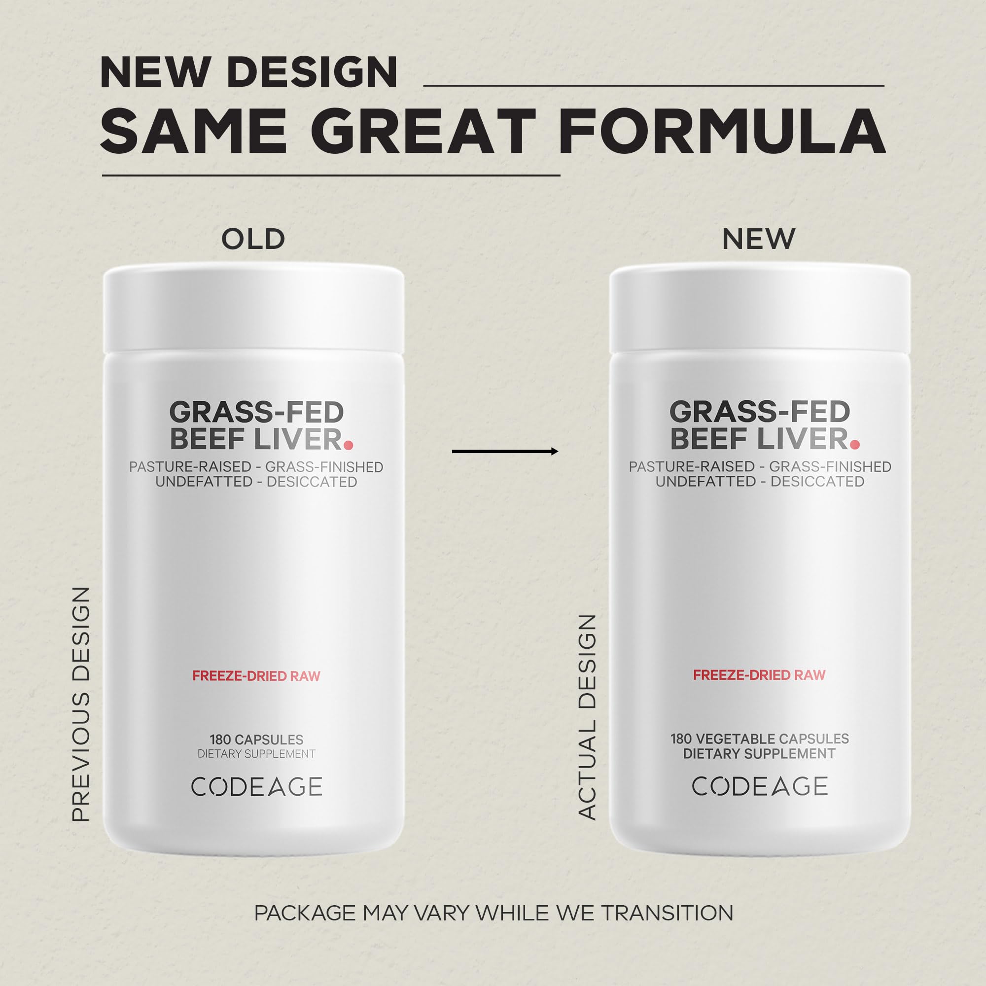 Codeage Grass Fed Beef Liver Supplement Superfood, Freeze Dried, Non-Defatted, Desiccated Glandulars Bovine Pills, Pasture Raised Beef Vitamins, Non-GMO Liver Meat, 180 Capsules CodeageAu supplements