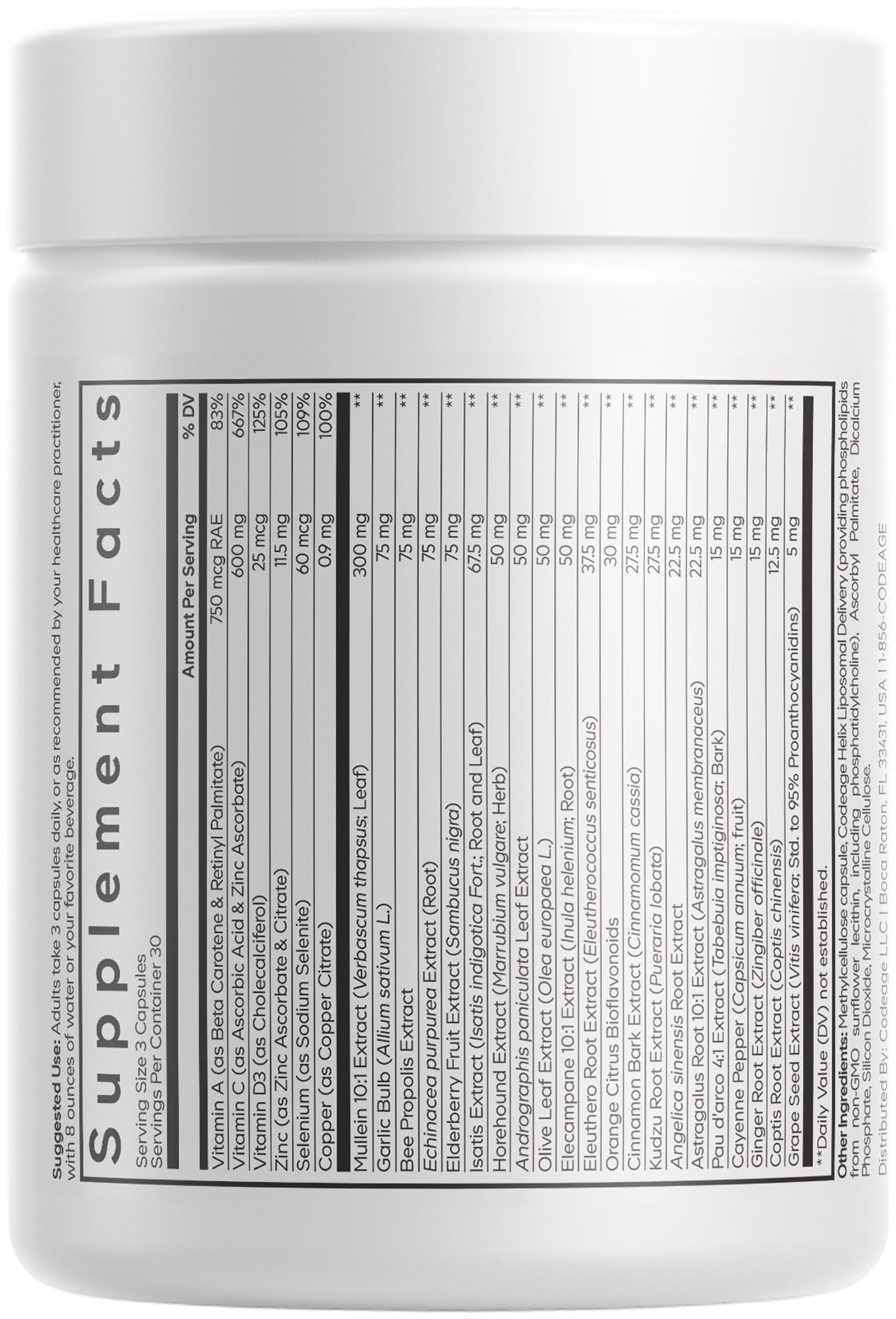Codeage Liposomal Mullein Ultra Supplement - Mullein 10:1 Extract, Elderberry, Bee Propolis, Echinacea, Ginger Root, Andrographis, Kudzu, Vitamins, Elecampane, Eleuthero, Isatis, Non-GMO - 90 Capsules CodeageAu supplements