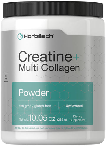 Horbäach Creatine Monohydrate Powder | with Collagen and L-Taurine | 10.05 oz | Unflavored | for Women and Men | Non-GMO, Gluten Free HorbäachAu supplements