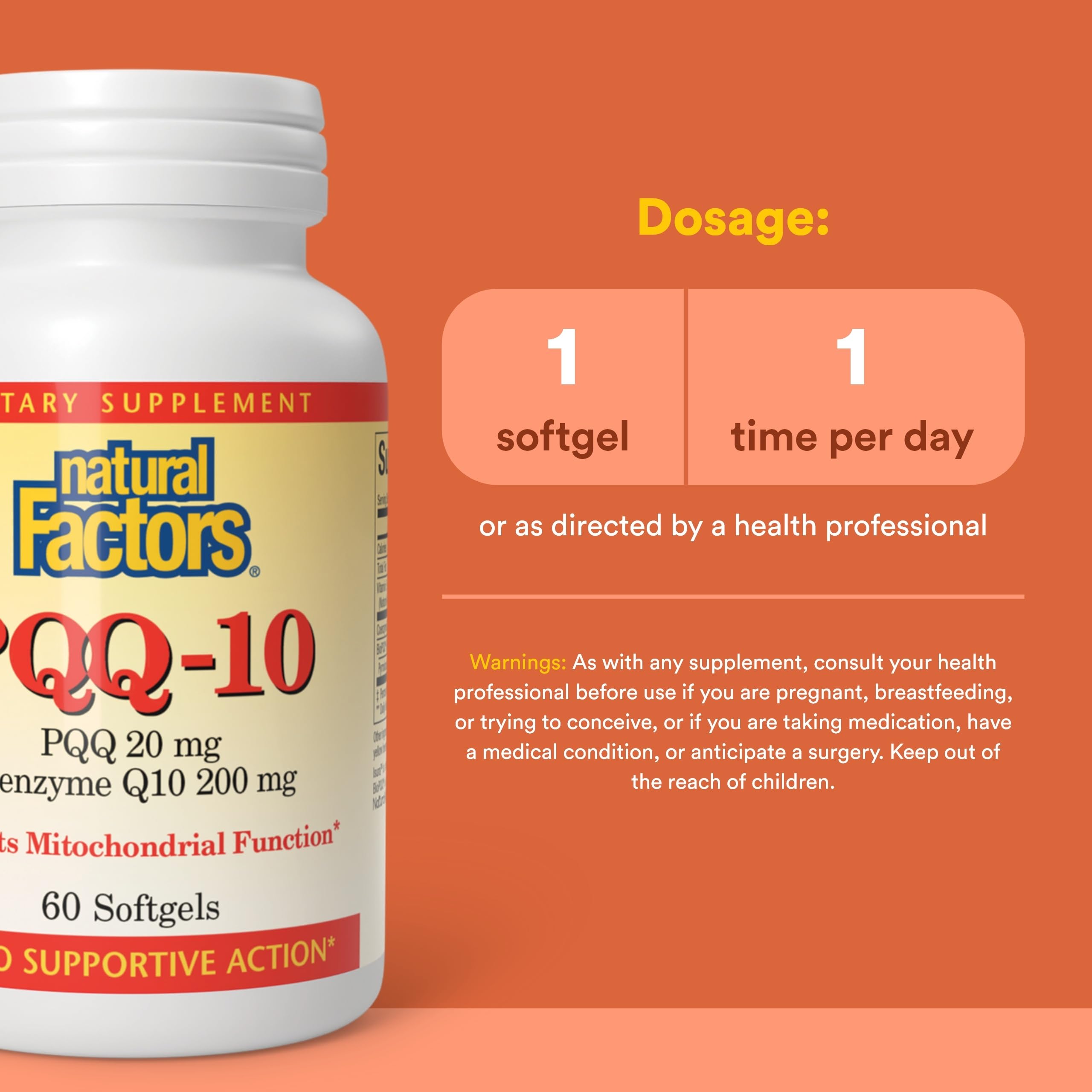 Natural Factors, PQQ-10, Supports Energy and Healthy Aging, Dietary Supplement, 60 softgels (60 servings) Natural FactorsAu supplements