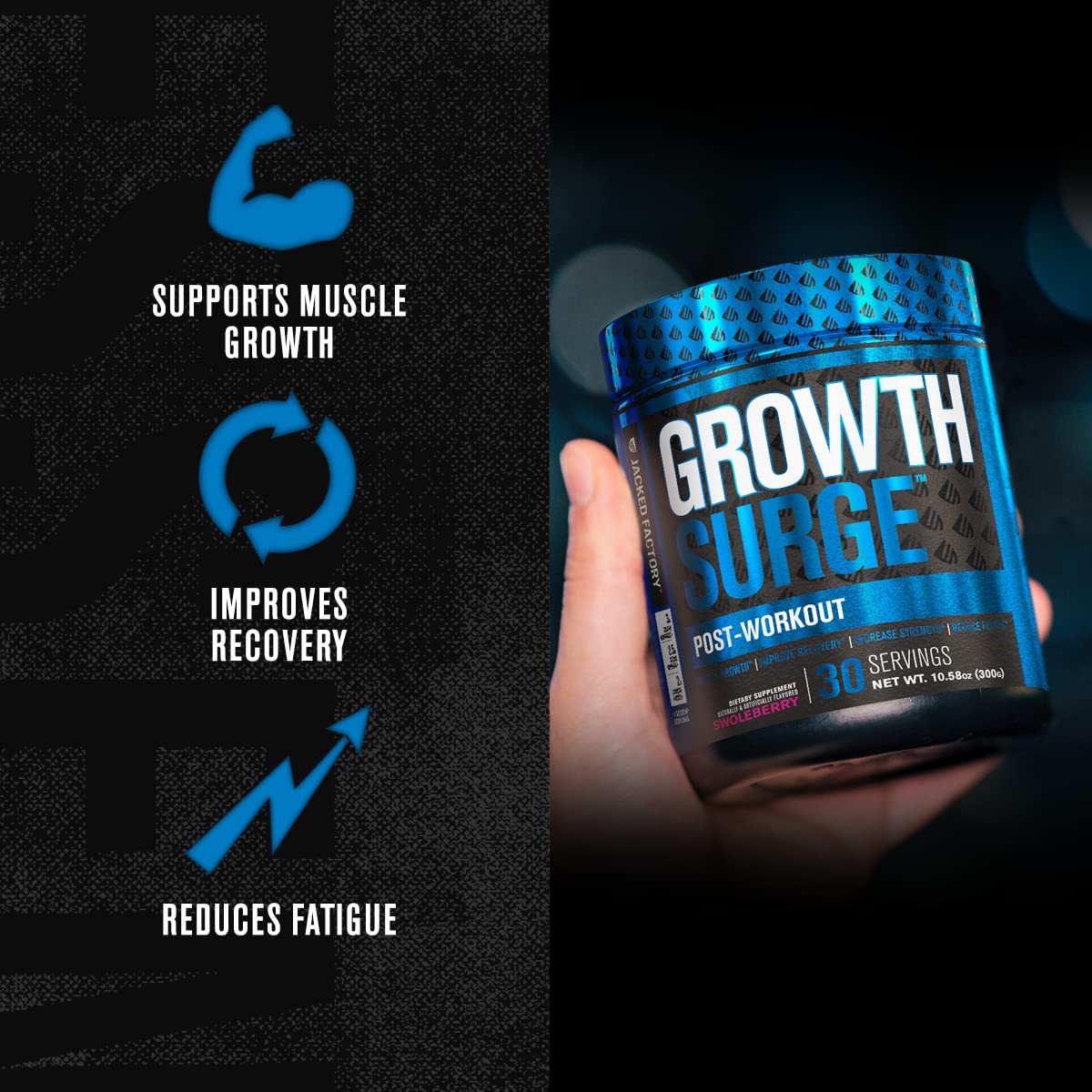 Jacked Factory N.O. XT Nitric Oxide Supplement, Growth Surge Post Workout Muscle Jacked FactoryUS supplements