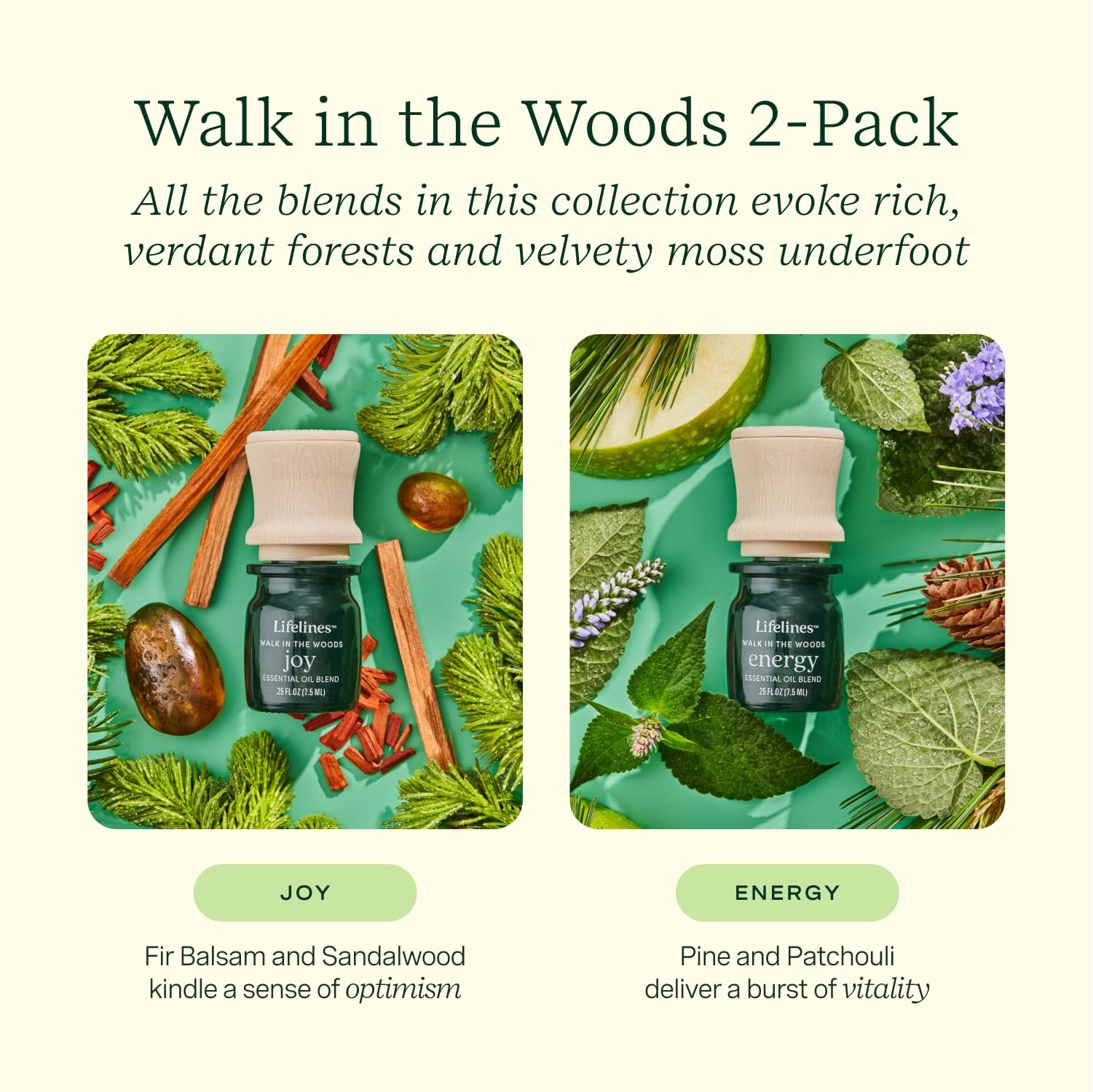 Lifelines Essential Oil Blend 2-Pack, Walk in The Woods: Energy & Joy Oils for Essential Oil Diffuser LifelinesAu supplements