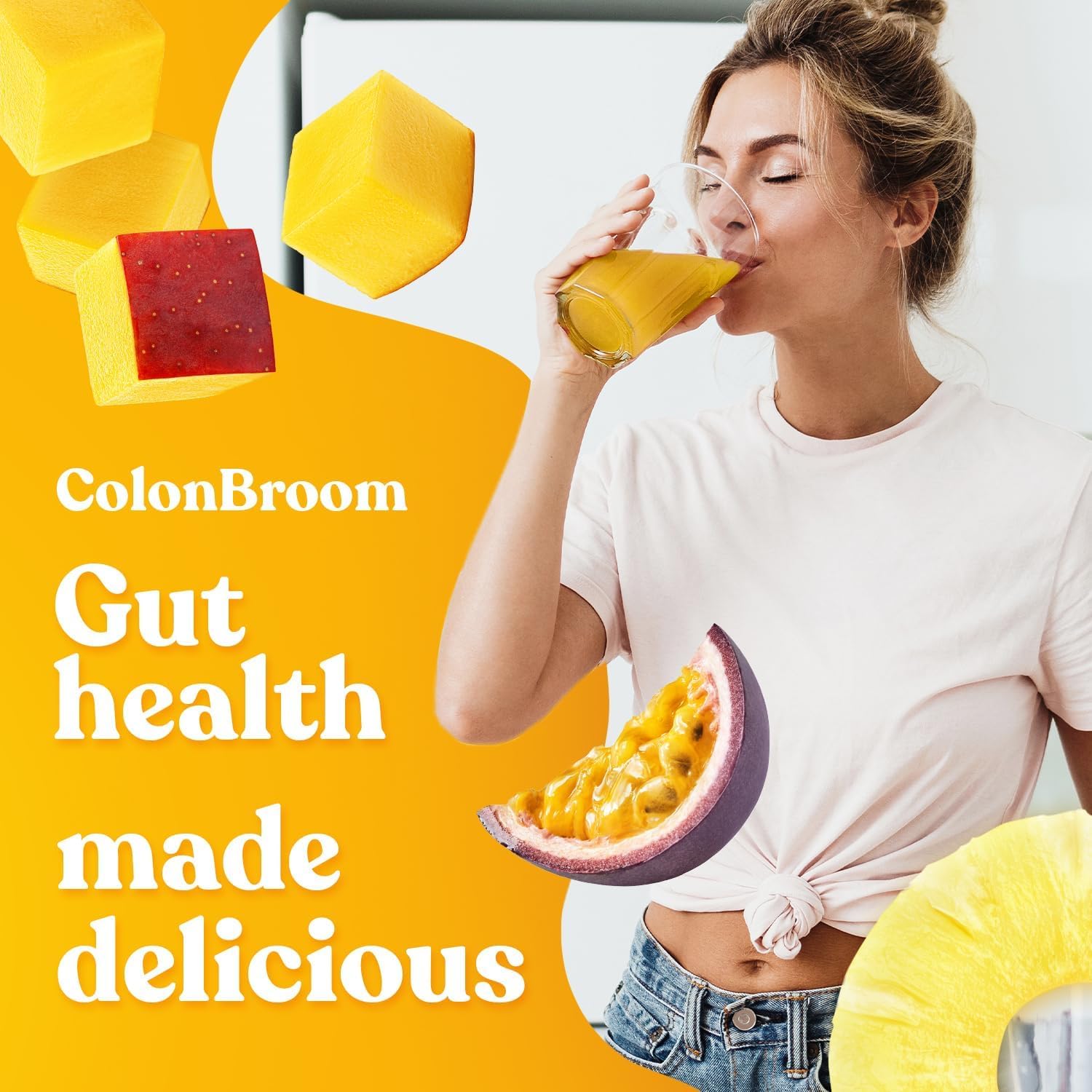 ColonBroom Psyllium Husk Powder with Stevia (Tropical Fruits) - Colon Cleanse for Bloating Relief & Gut Health - Colon Broom Fiber Powder Drink - Vegan Fiber Powder Stevia Supplement, 50 Servings ColonBroomAu supplements