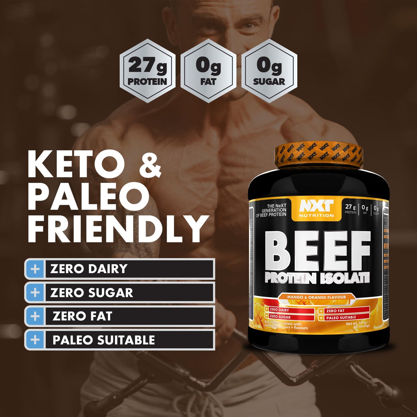 NXT Nutrition Beef Protein Isolate Powder - Protein Powder High in Natural Amino Acids NXT NutritionUS supplements
