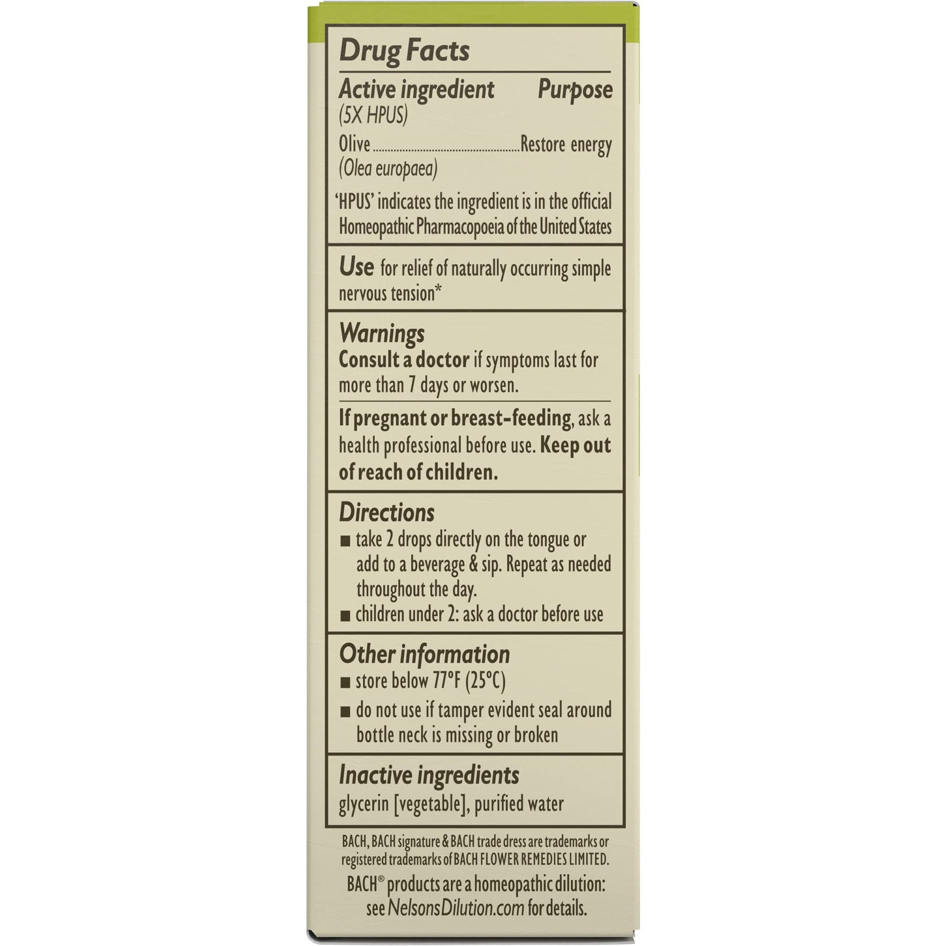 Bach Original Flower Remedies, Olive for Energy (Non-Alcohol Formula), Natural Homeopathic Flower BachAu supplements