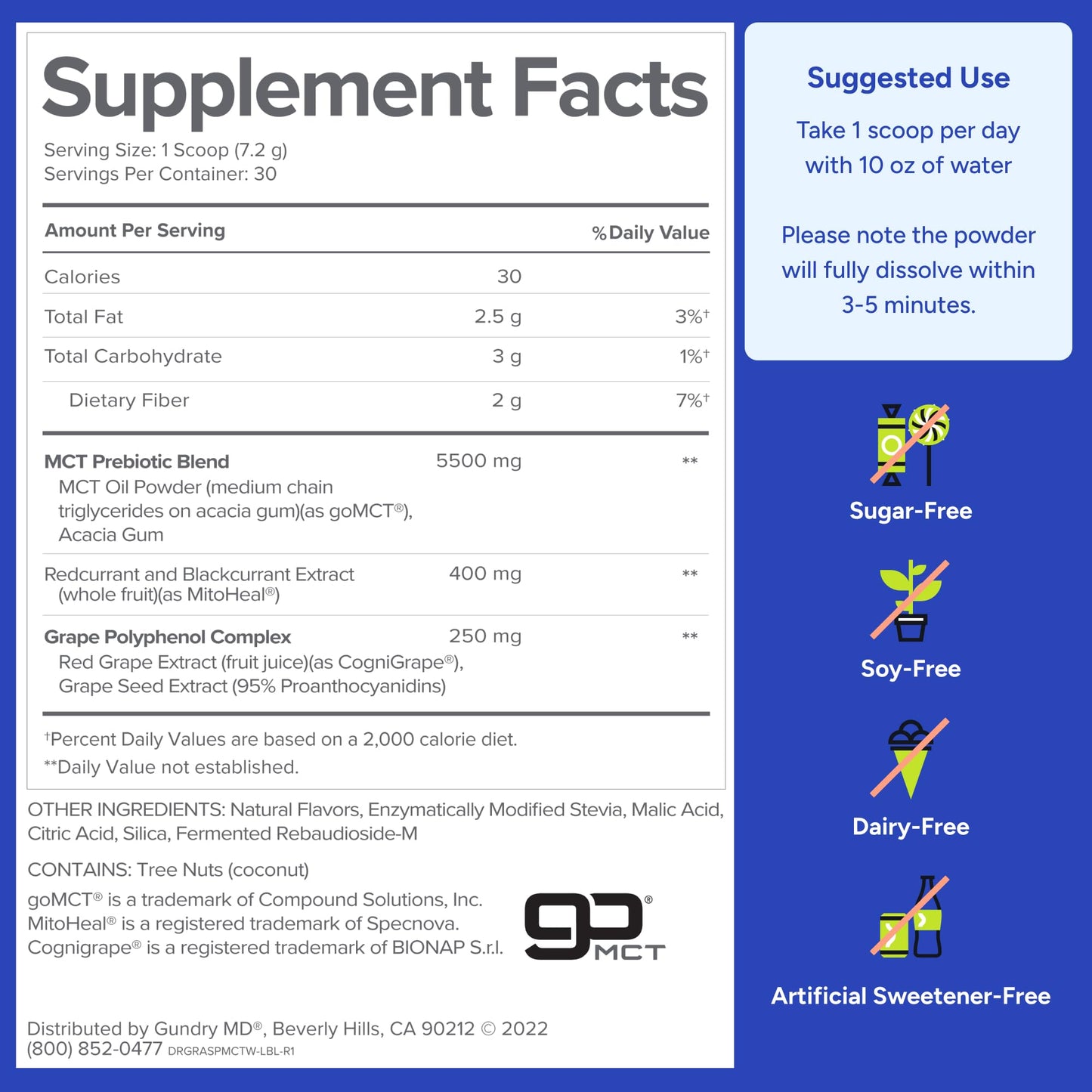 Gundry MD MCT Wellness Powder to Support Energy, Ketone Production and Brain Health, Keto Friendly, Sugar Free (30 Servings) (Raspberry Medley) Gundry MDUS supplements