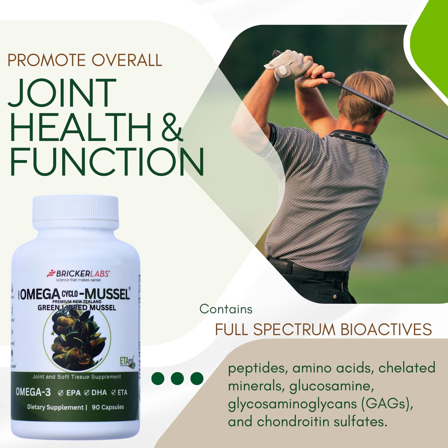 Bricker Labs Omega Cyclo - Mussel Joint Health Supplement, Premium New Zealand Green Lipped Mussel, Full Spectrum Omega Joint Supplements for Joint Health and Comfort, 90 Capsules Bricker LabsAu supplements