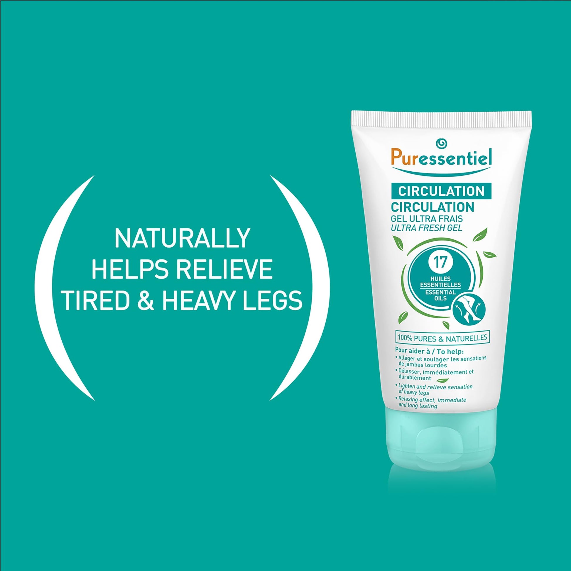 Puressentiel Soothing Gel for Tired Feet, Ankles, Legs - Aromatherapy Lotion with 17 Essential Oils for Body and Skin - Instant, Lasting Relief and Circulation - Natural and Alcohol Free - 4.22 oz PuressentielAu supplements