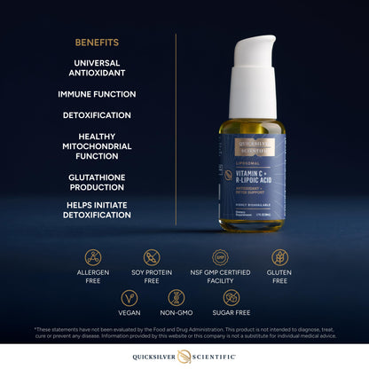 Quicksilver Scientific Vitamin C + R Lipoic Acid - Liposomal Vitamin C with RLA - Antioxidant, Detox & Immune Support Supplement - with Superior Absorption (50 ml) Quicksilver ScientificUS supplements