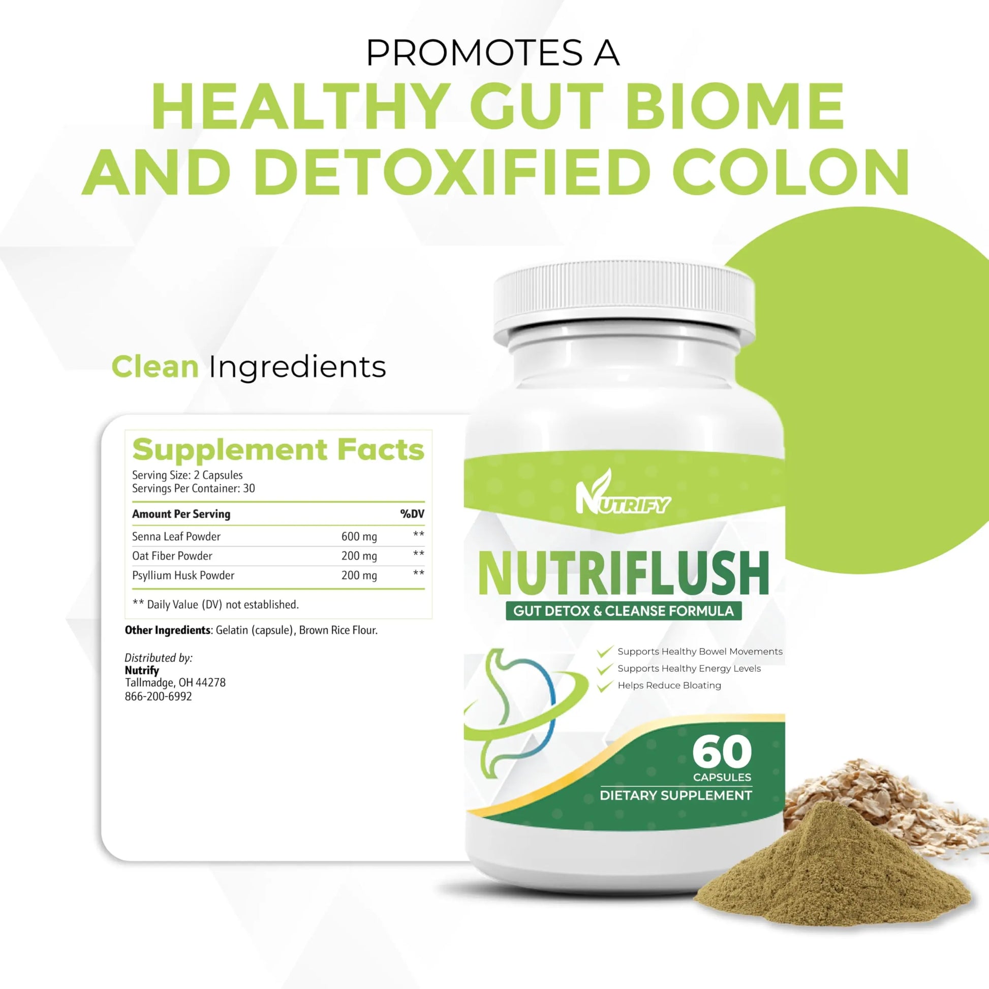 NutriFlush - Powerful Colon Support & Gut Cleanse Formula, High Absorption, GMO Free, Made in USA Genericnz supplements