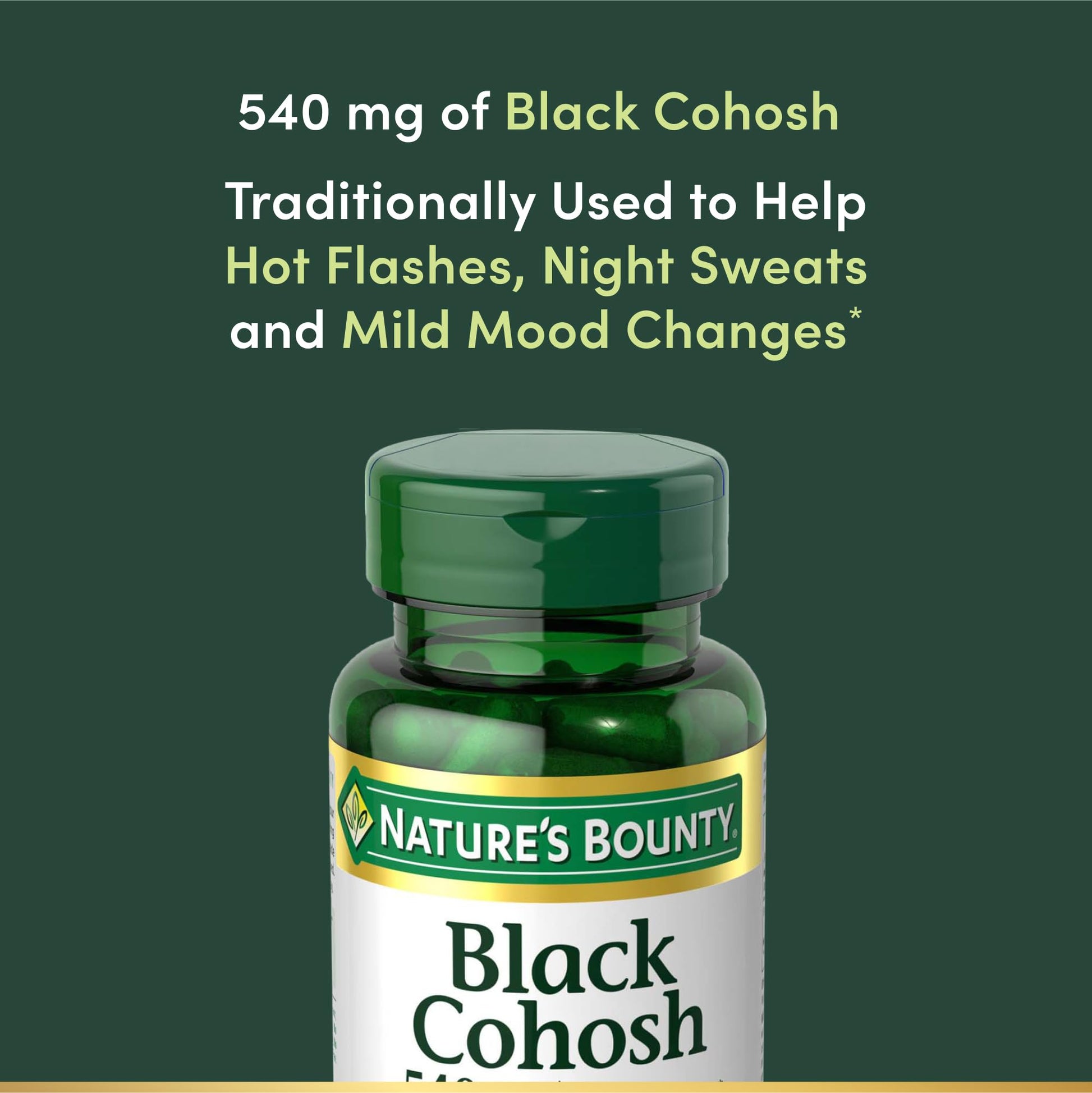 Nature's Bounty Black Cohosh Root Pills and Herbal Health Supplement, Natural Menopausal Support, 540 mg, 100 Capsules Nature's BountyAu supplements