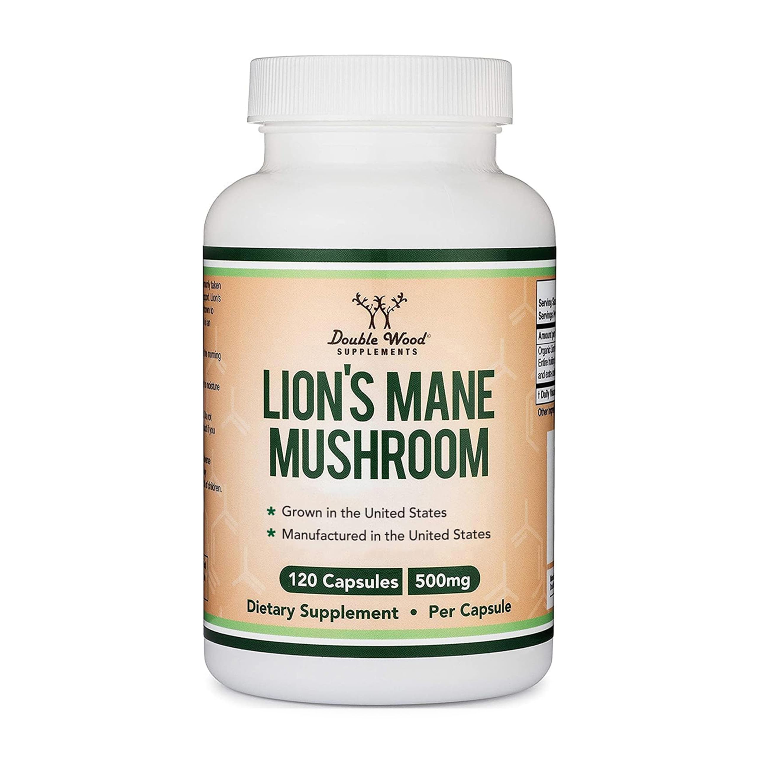 Organic Lions Mane Mushroom Capsules (120 Count), for Focus Support and Immune Health, Third Party Tested and Grown in The USA - by Double Wood Double Wood SupplementsAu supplements