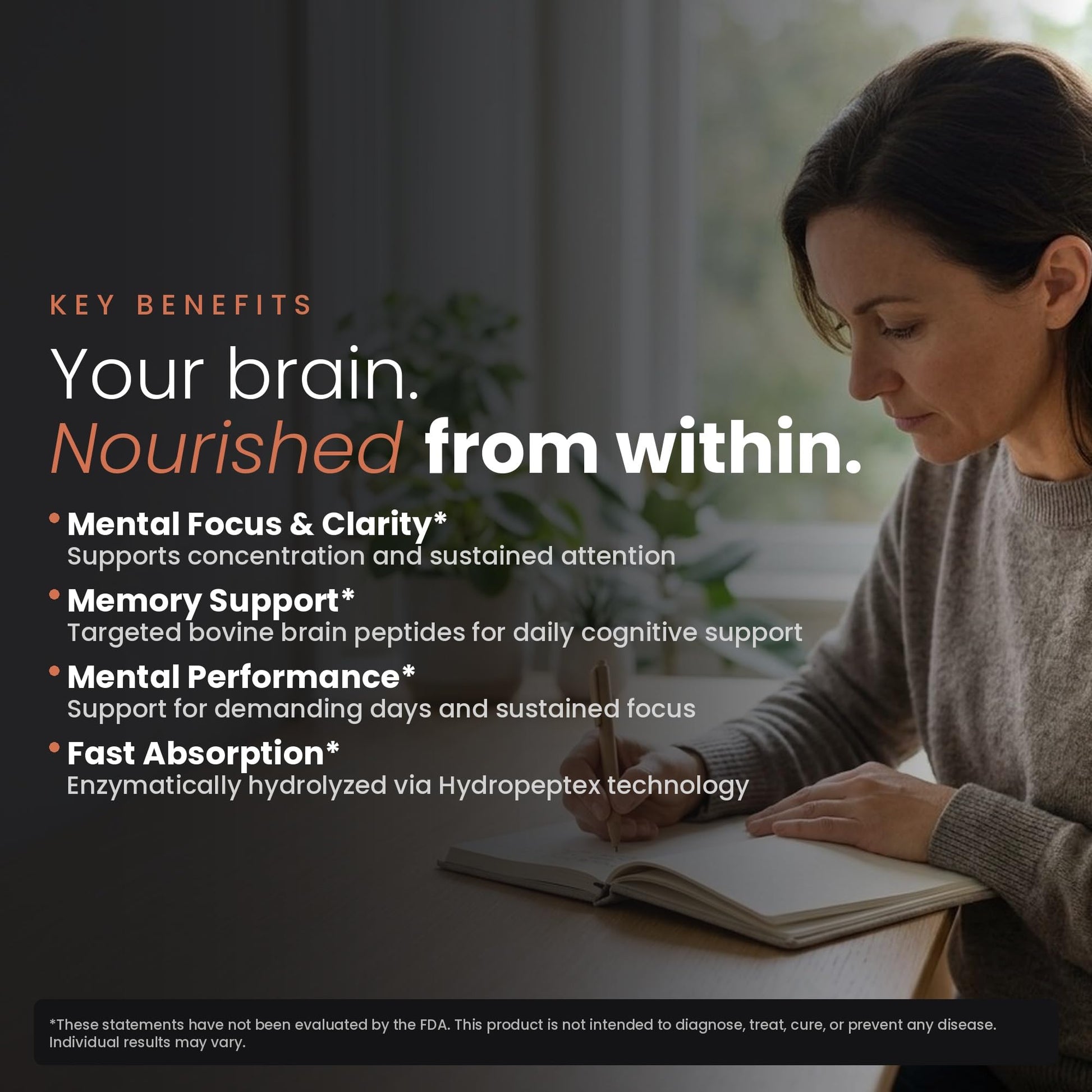 Nootropic Brain Supplement – Grass-Fed Bovine Brain Peptides for Focus, Memory & Mental Clarity – Ancestral Cognitive Support – Argentine Pasture-Raised, Non-GMO – 60 Capsules VILLAR BIOTECHAu supplements