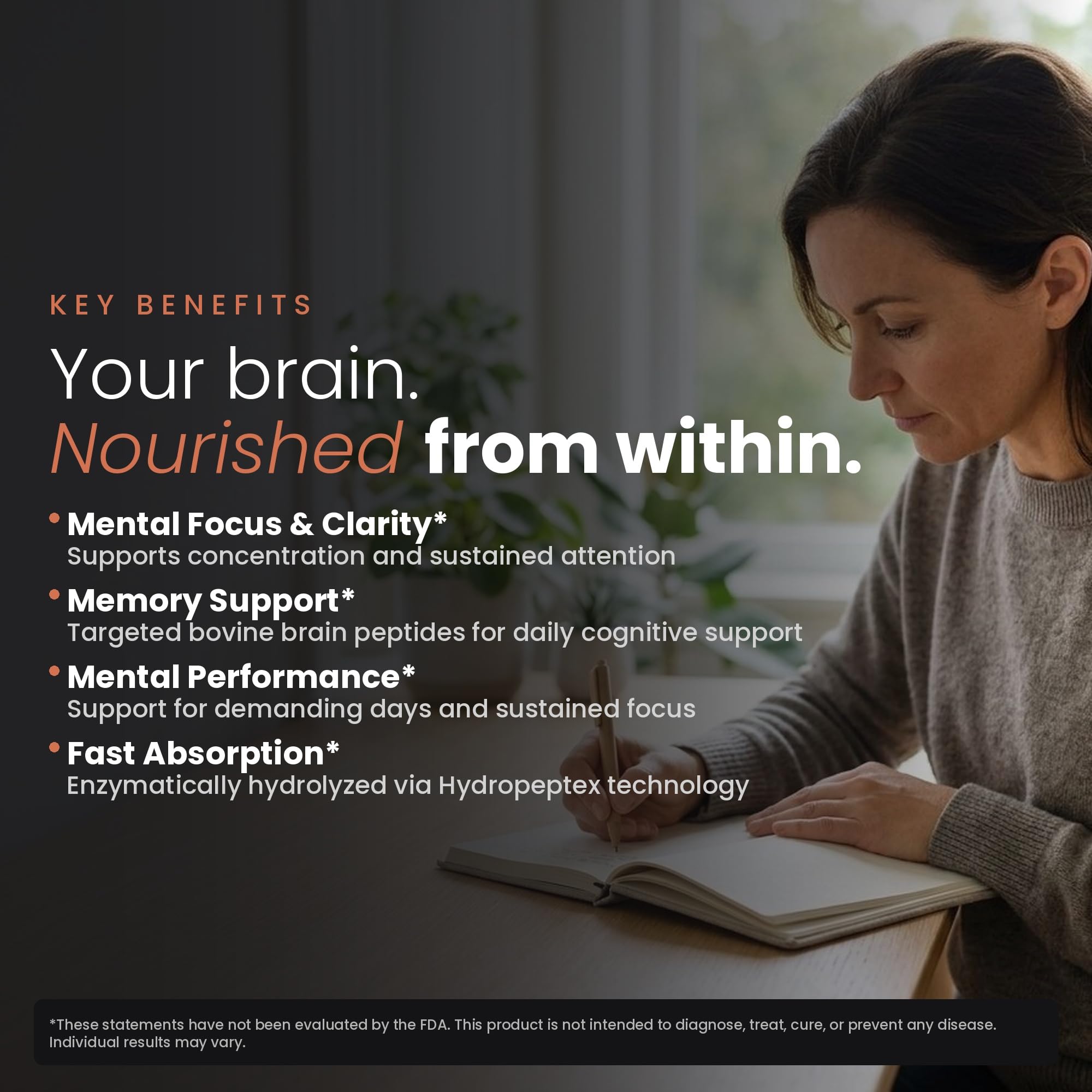 Nootropic Brain Supplement – Grass-Fed Bovine Brain Peptides for Focus, Memory & Mental Clarity – Ancestral Cognitive Support – Argentine Pasture-Raised, Non-GMO – 60 Capsules VILLAR BIOTECHAu supplements