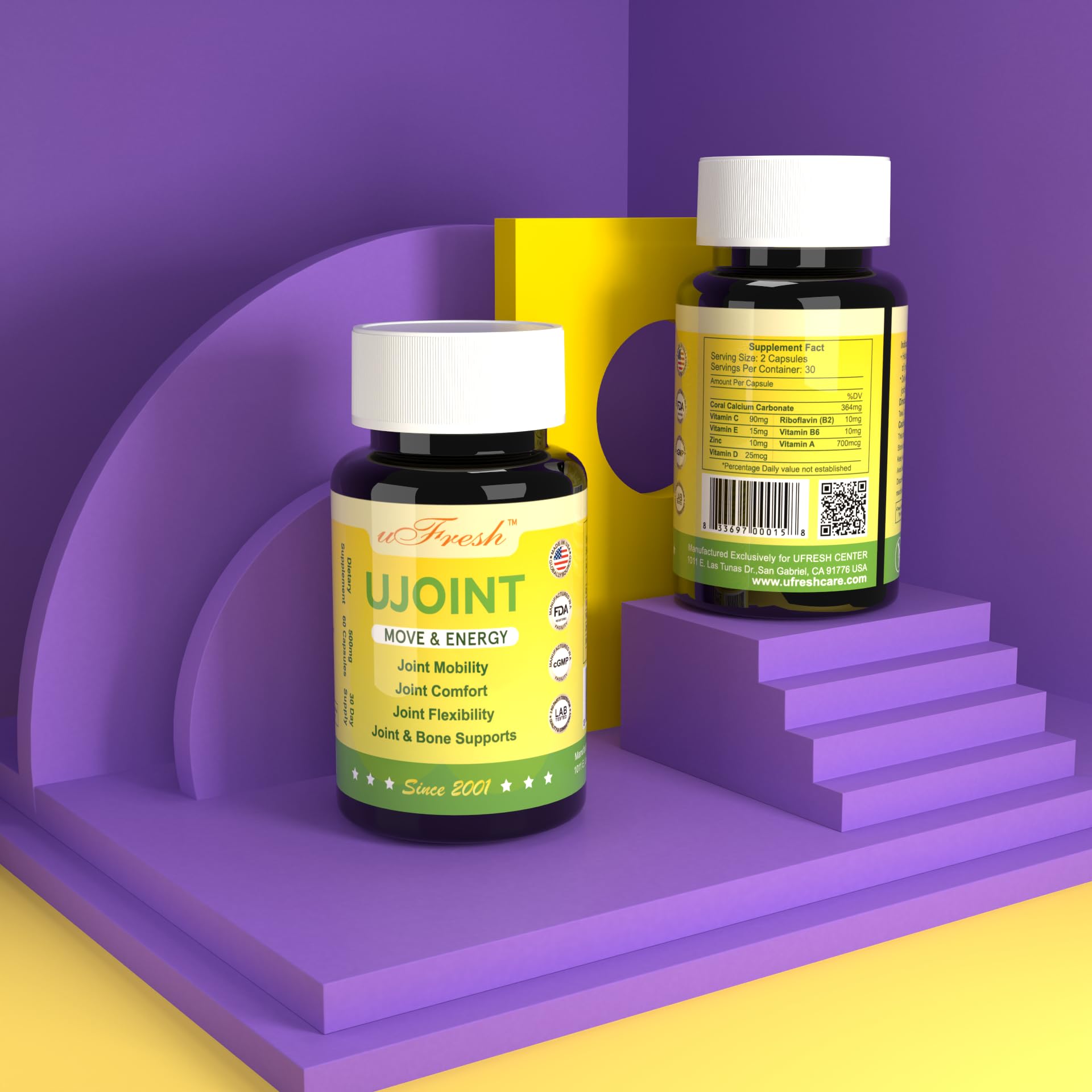 UJoint Move & Energy Joint Flexibility and Mobility Dietary Supplements, 30 Day Supply, 60 Capsules (1) uFreshAu supplements