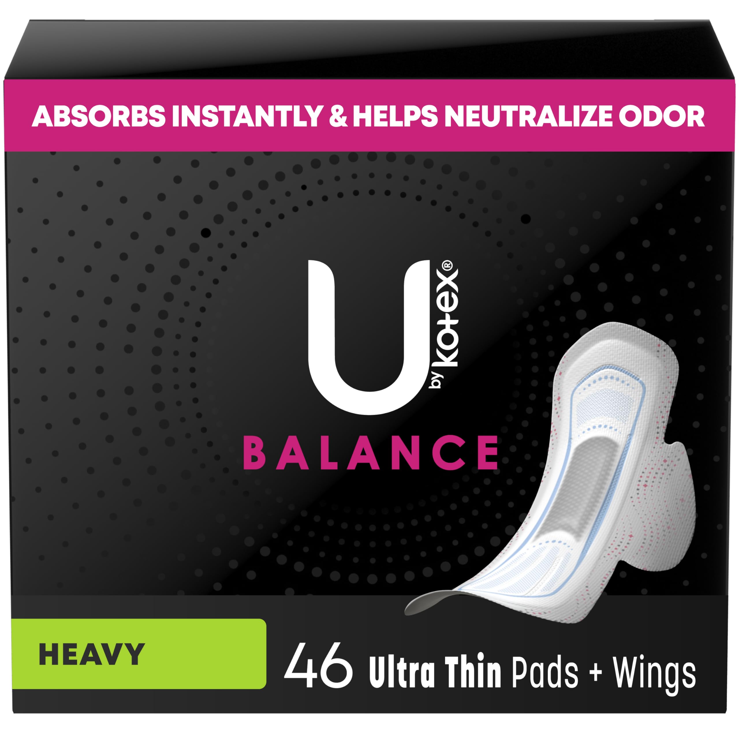 U by Kotex Balance Ultra Thin Pads with Wings, Heavy Absorbency, 46 Count (Packaging May Vary) U by KotexAu supplements