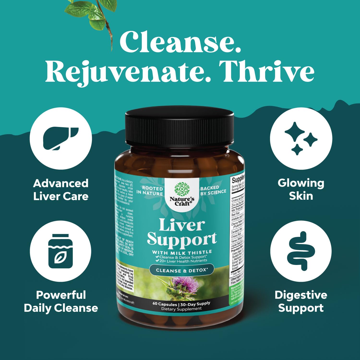 Liver Cleanse Detox & Repair Formula - Herbal Liver Support Supplement Natures CraftUS supplements