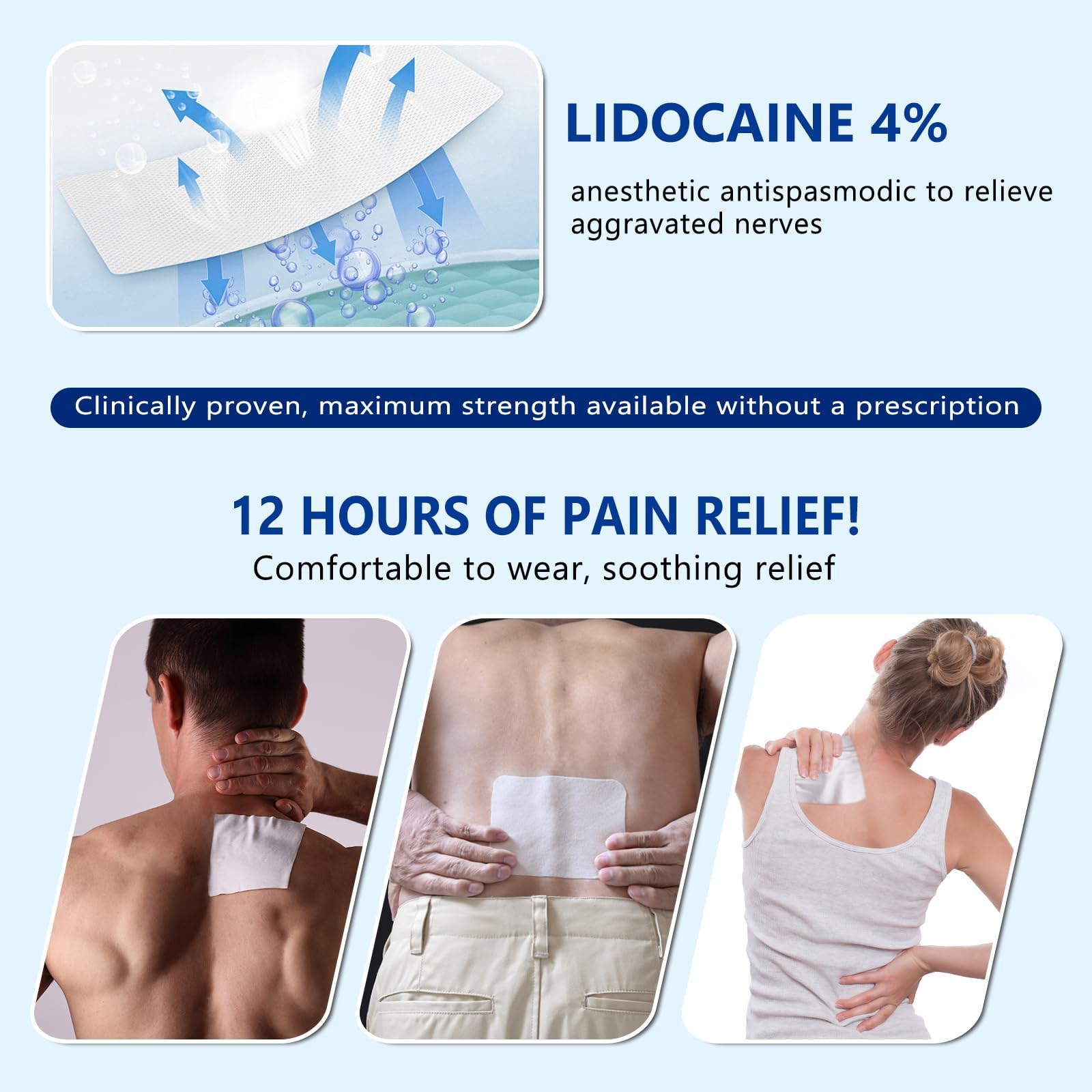 KIbabyDI Professional Lidocaine Pain Relief Patches - 20 Count | 4% Medicated Gel Patches for Targeted Joint & Muscle Comfort | Long-Lasting 12-Hour Relief, Ultra-Flexible Design -lb263 KIbabyDIAu supplements