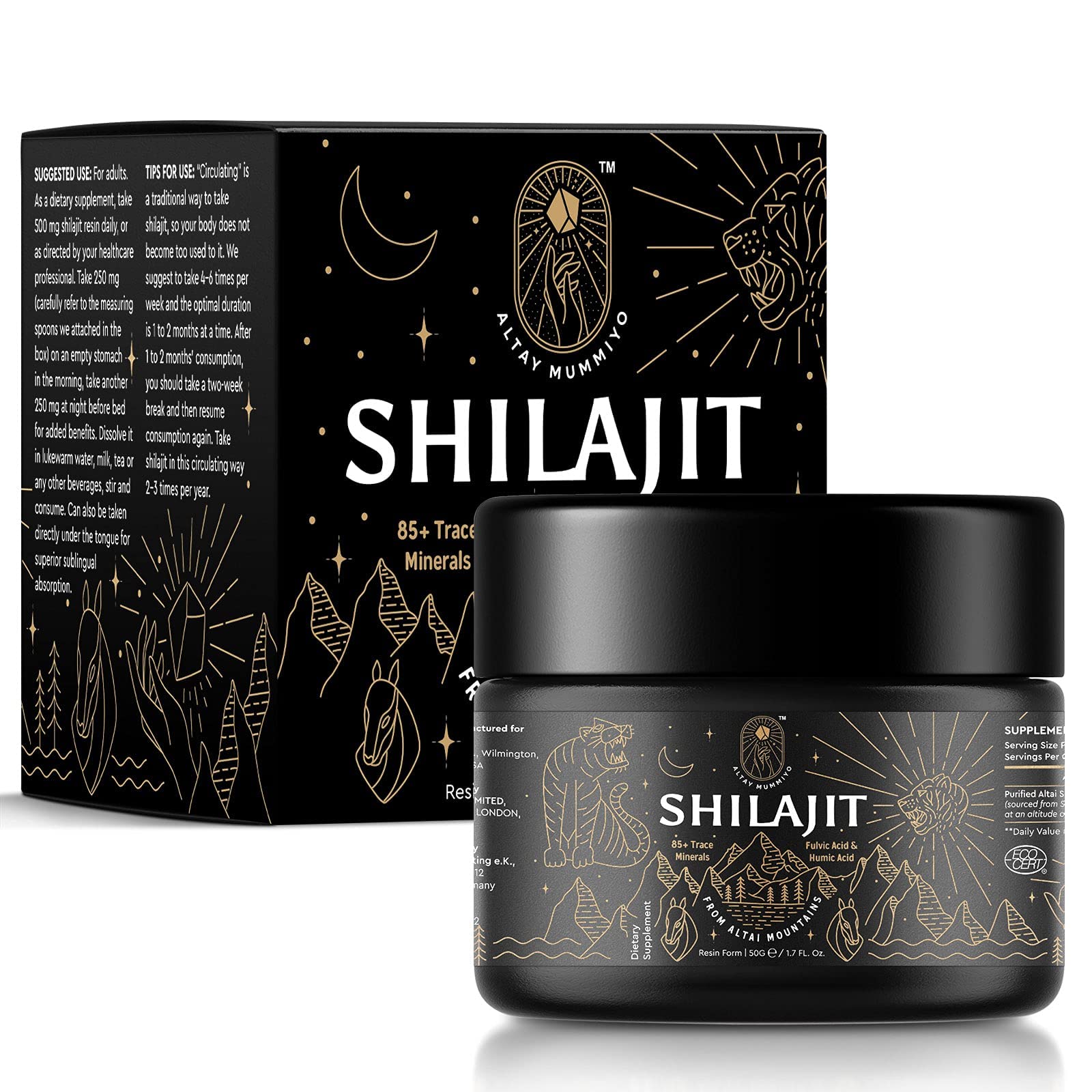 Shilajit Resin with Fulvic Acid & Trace Minerals, Original Siberian Pure Shilajit with 85+ Humic ALTAY MUMMIYOAu supplements