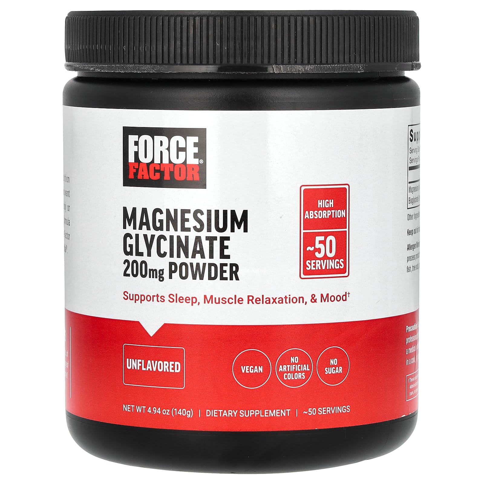 Force Factor Magnesium Glycinate 200mg, Magnesium Supplement for Women and Men to Support Sleep, Muscle Relaxation, and Mood, High Absorption, Vegan, 50 Servings Force FactorAu supplements