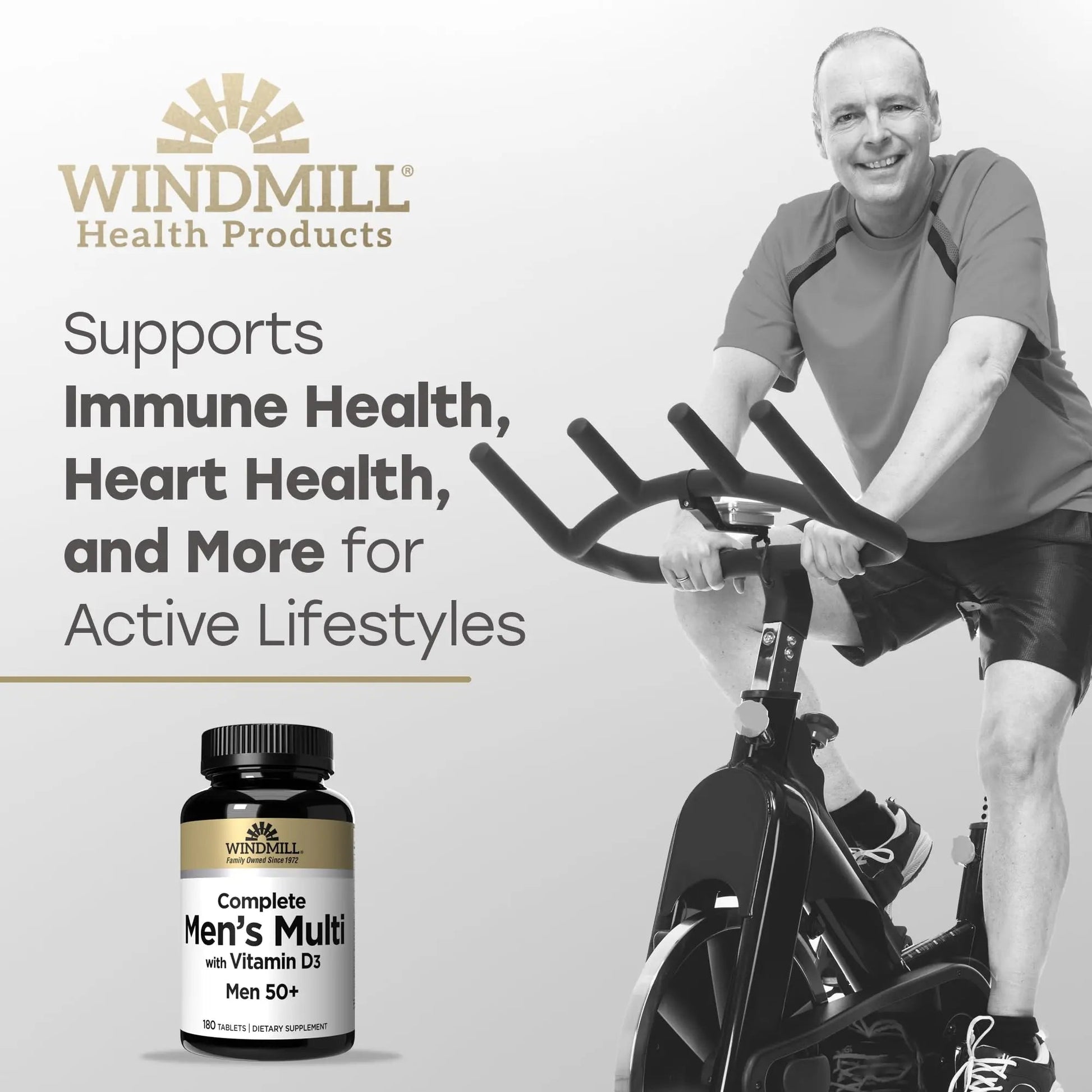 Windmill Natural Vitamins Men’s Multi 50+, with Vitamin D3, Mens Multivitamins for Daily Nutritional Support, Multivitamin for Men, 180 Tablet, 180 Day Supply WindmillAu supplements