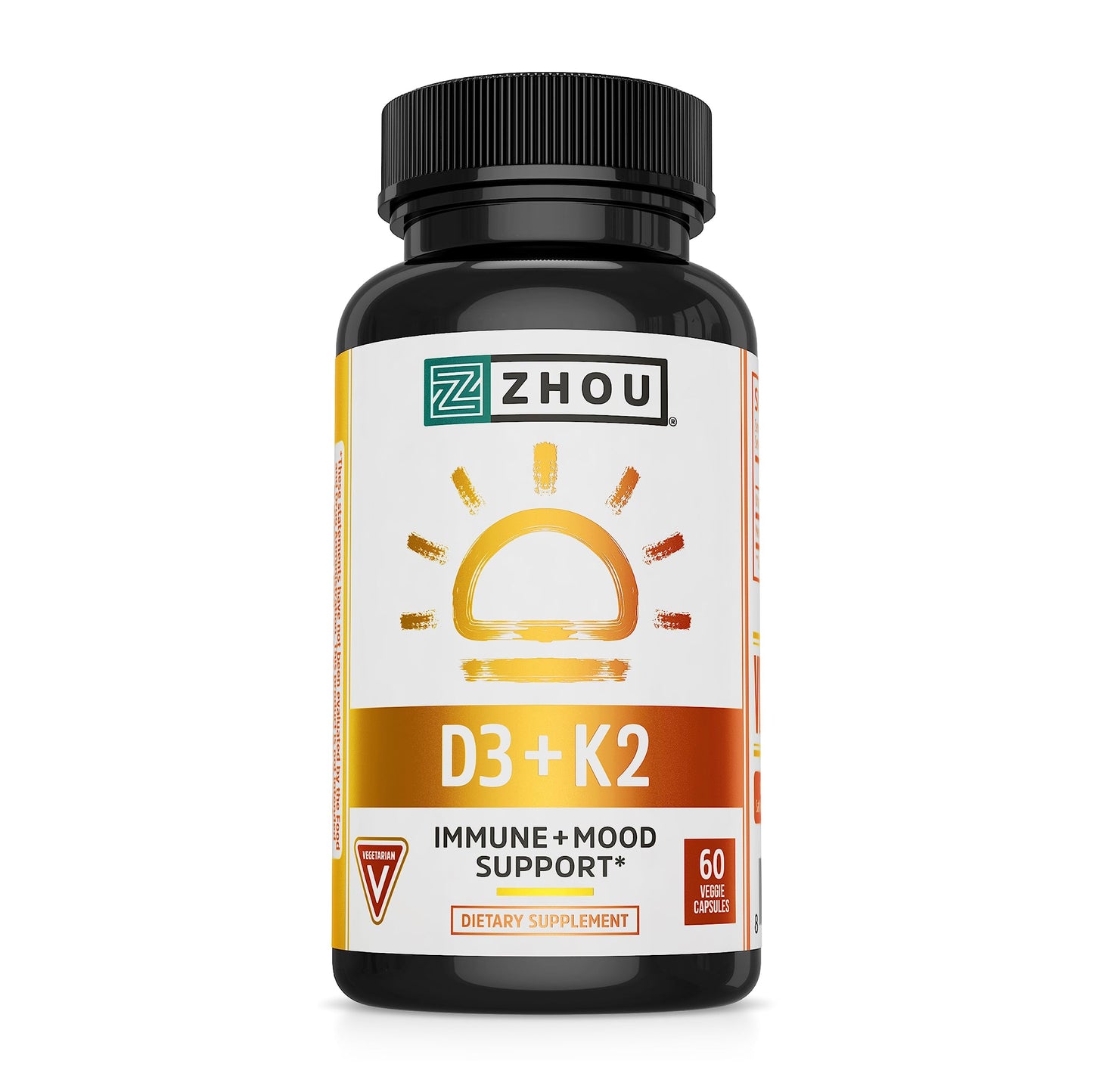 Zhou Nutrition Vitamin D3 K2, Bone and Heart Health Formula 5000 IU Vitamin D3 & 90 mcg Zhou NutritionUS supplements