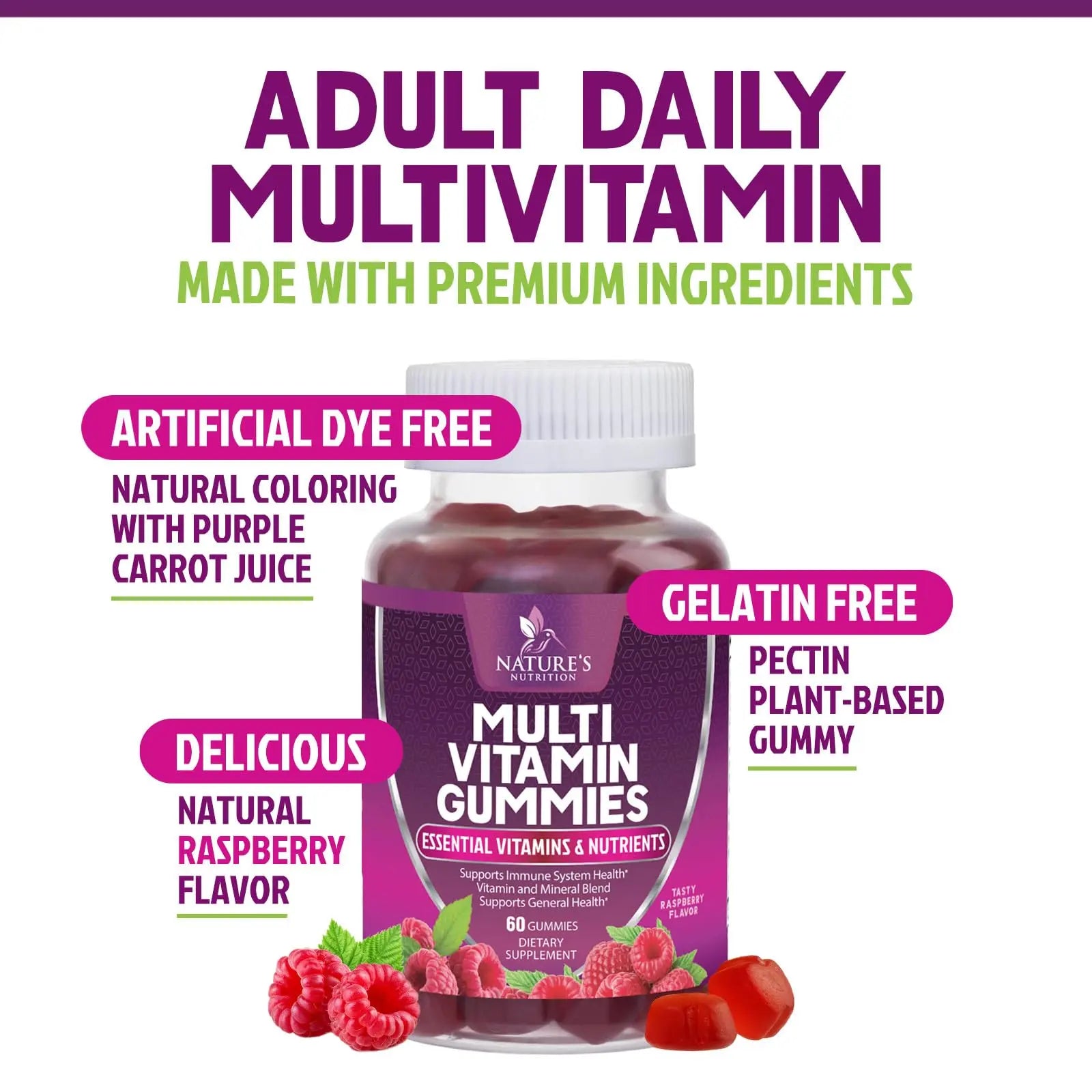 Multivitamin Gummies for Adult with Vitamins A, C, D, B12 - Gummy Multivitamins for Daily Nutritional Support Nature's NutritionAu supplements