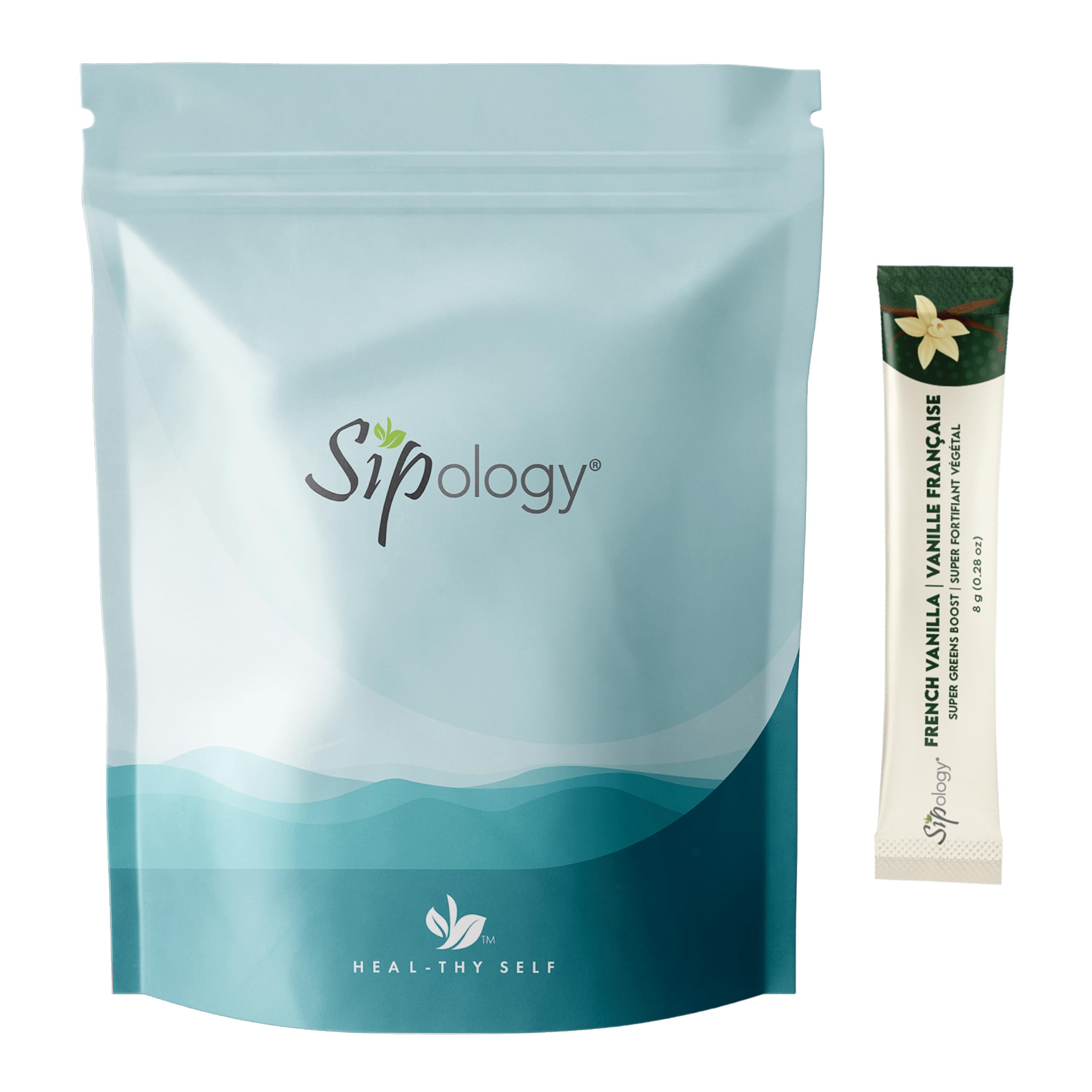 Sipology: Super Greens Boost - French Vanilla - 10 Stick Pack, Superfoods-Vitamins-Minerals-Nutrients, Mix Powder w/Water-Smoothies-Protein Shakes SipologyAu supplements